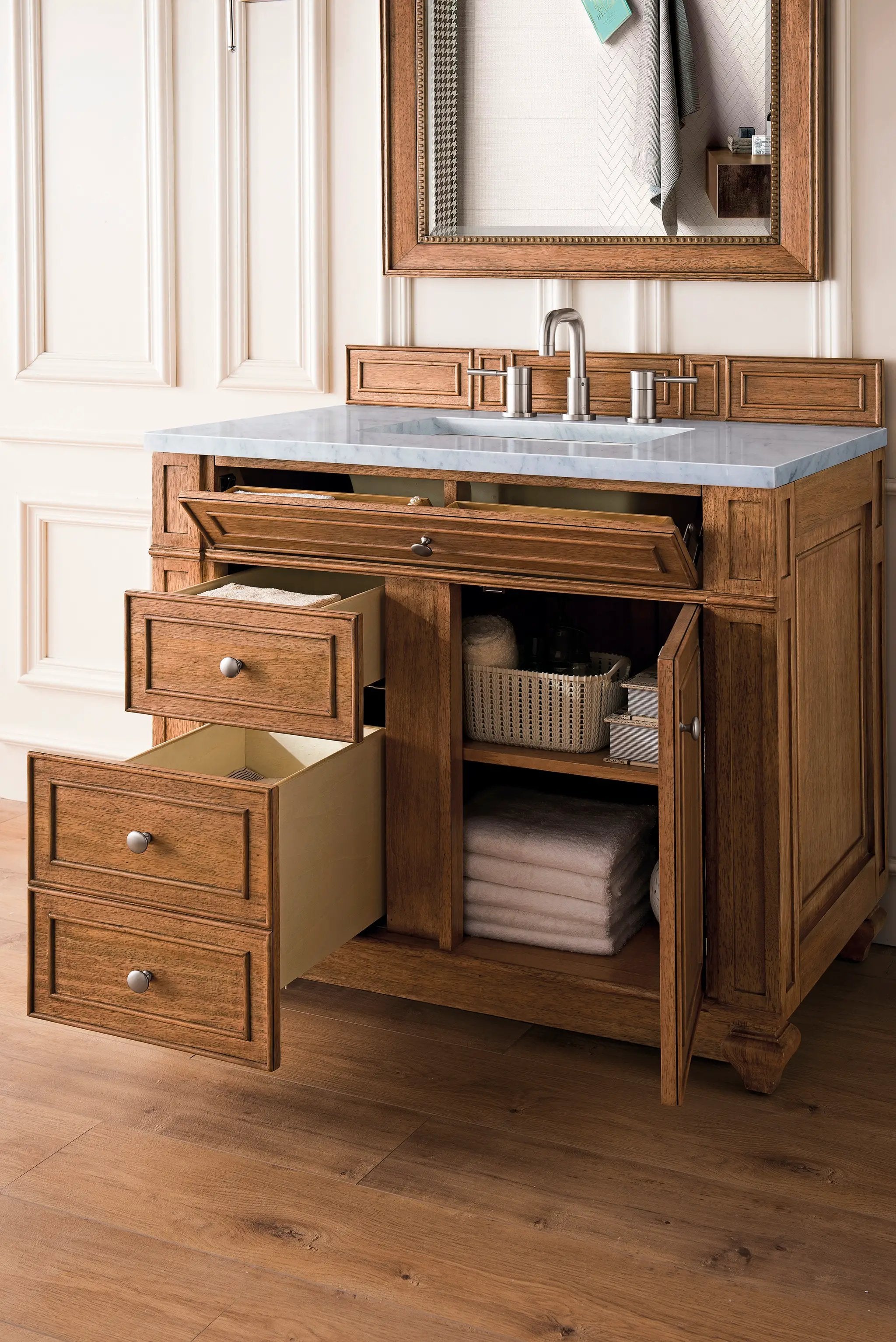 saddle brown vanity