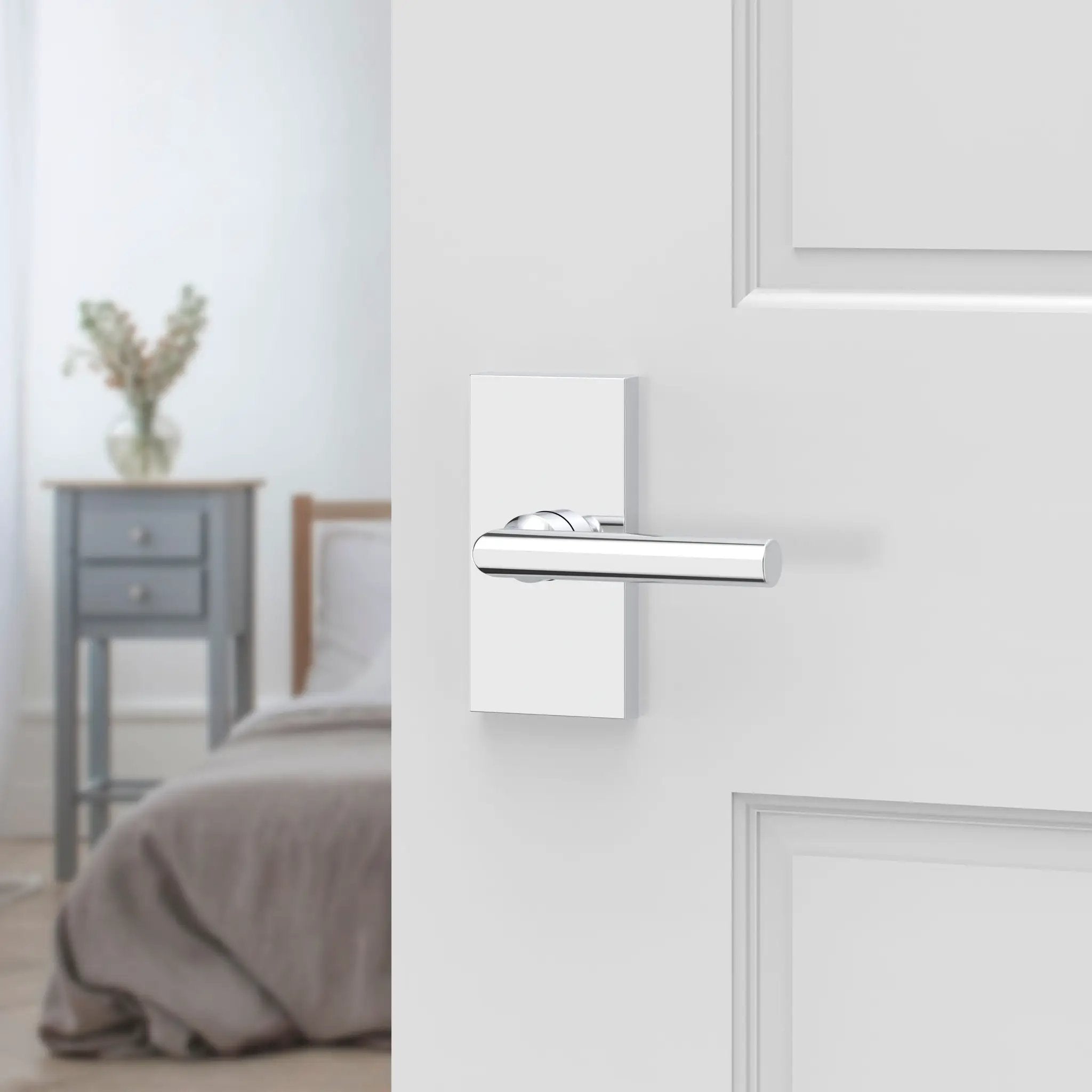 polished chrome door lever