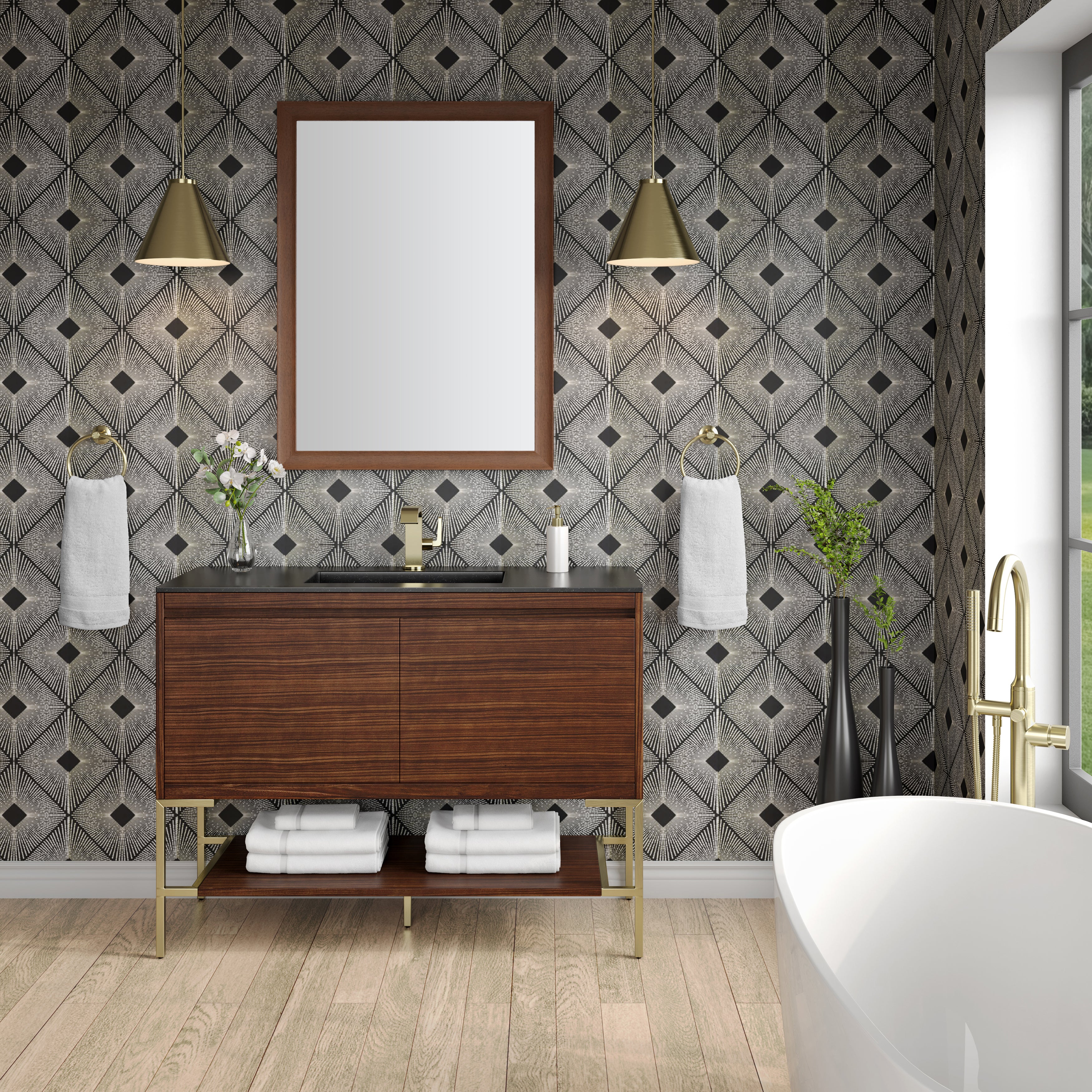 charcoal black composite stone top vanity