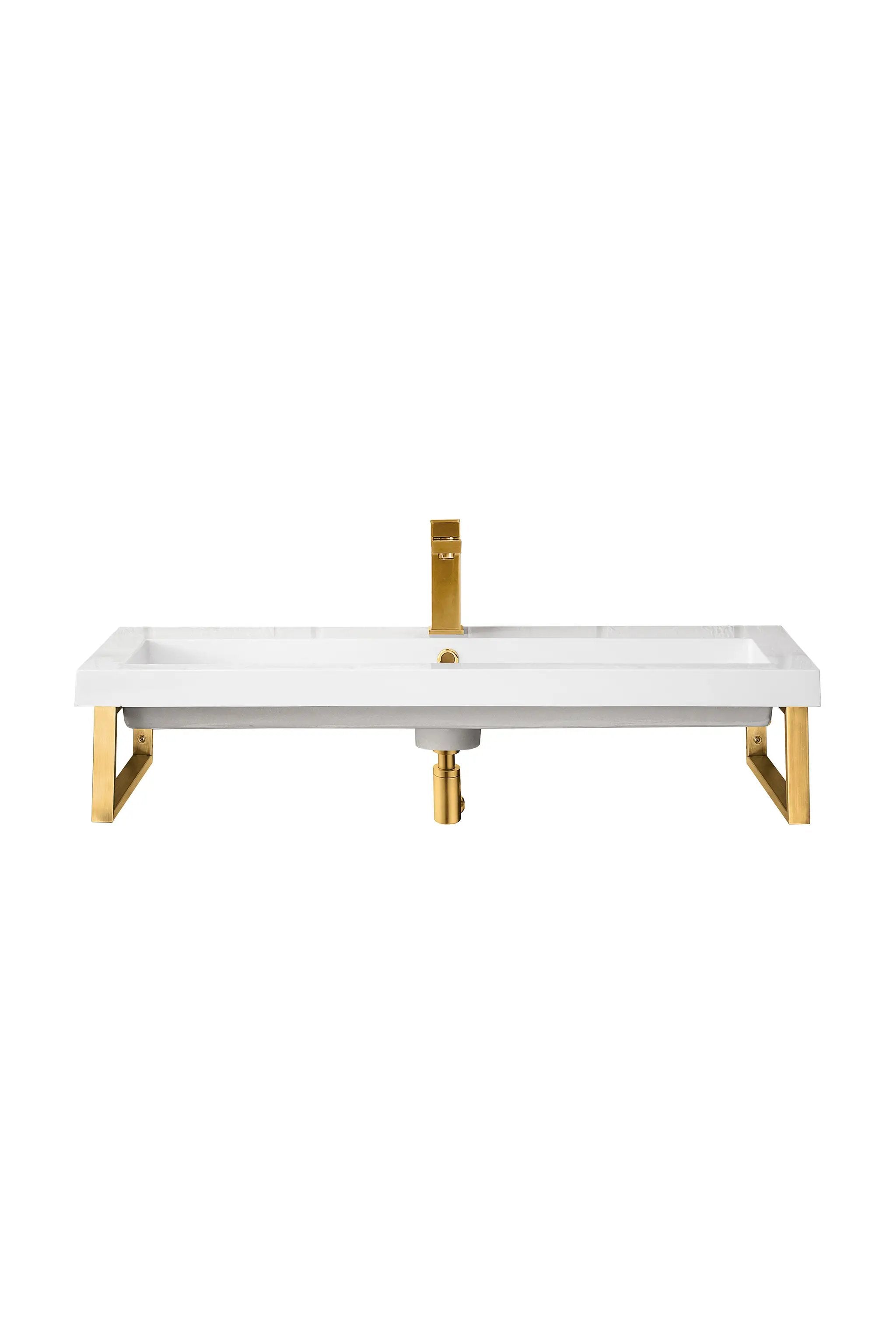 James Martin Two Boston 15.25" Wall Brackets with 39.5" White Glossy Composite Stone Top by James Martin Vanities