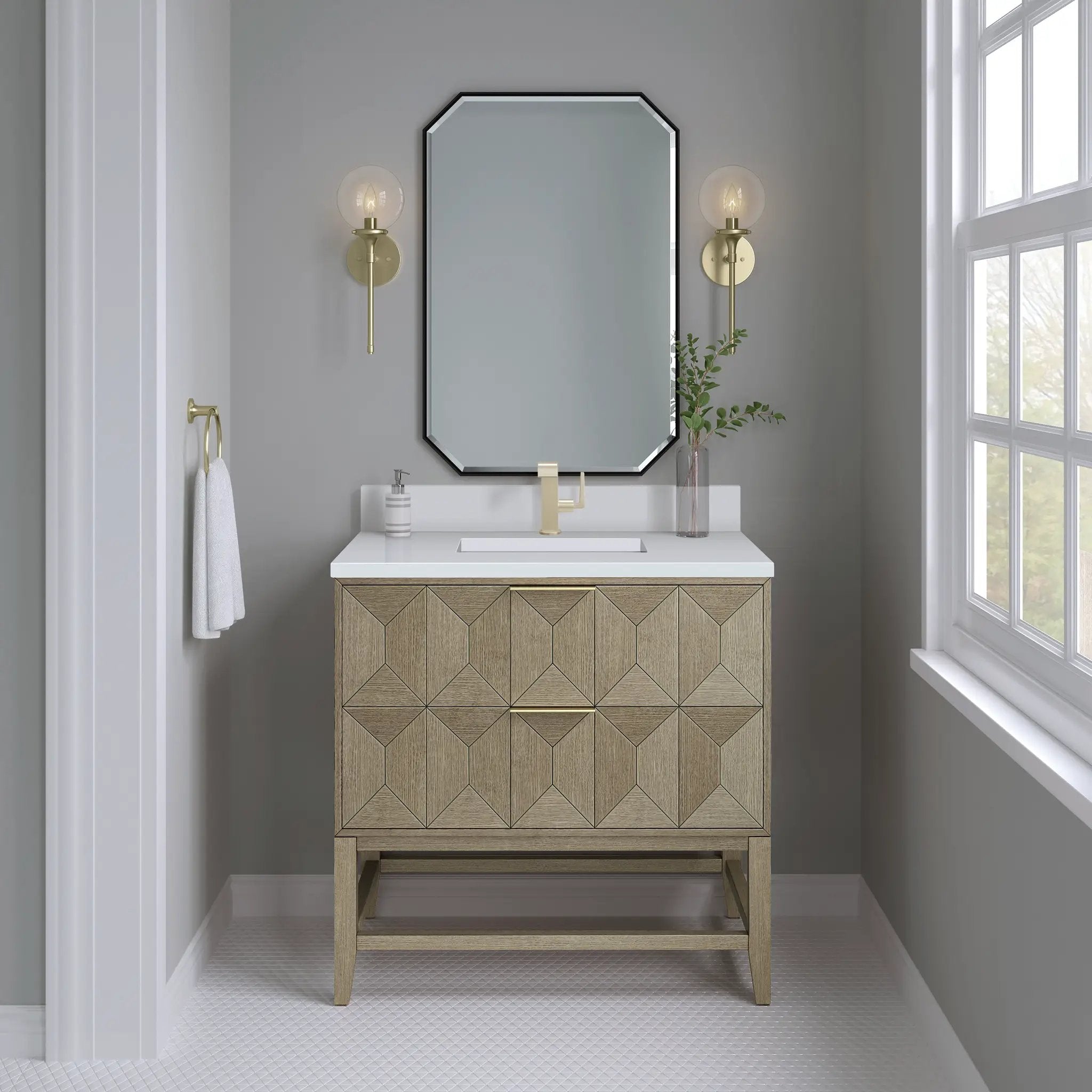 pebble oak vanity
