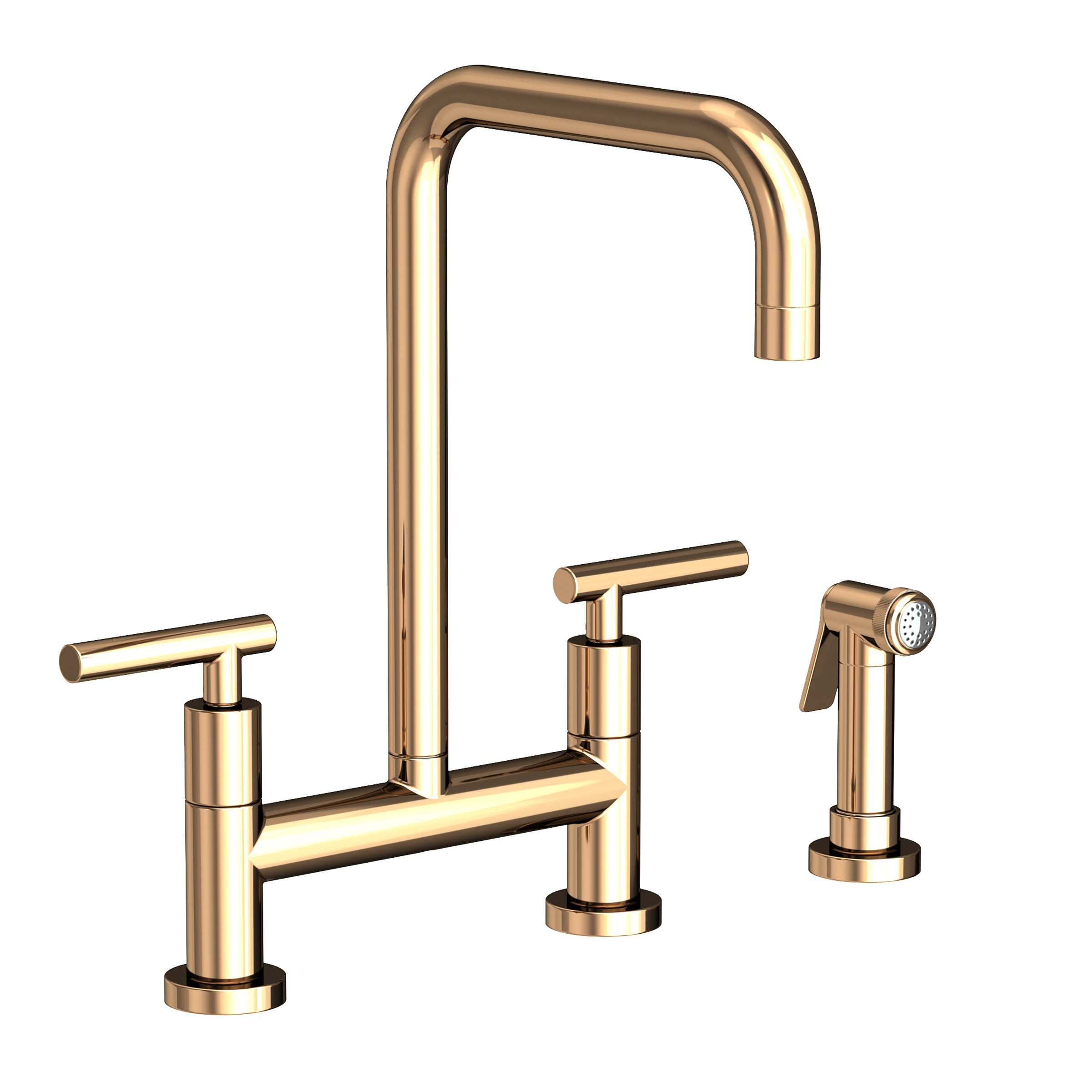 Newport Brass East Square Kitchen Bridge Faucet with Side Spray