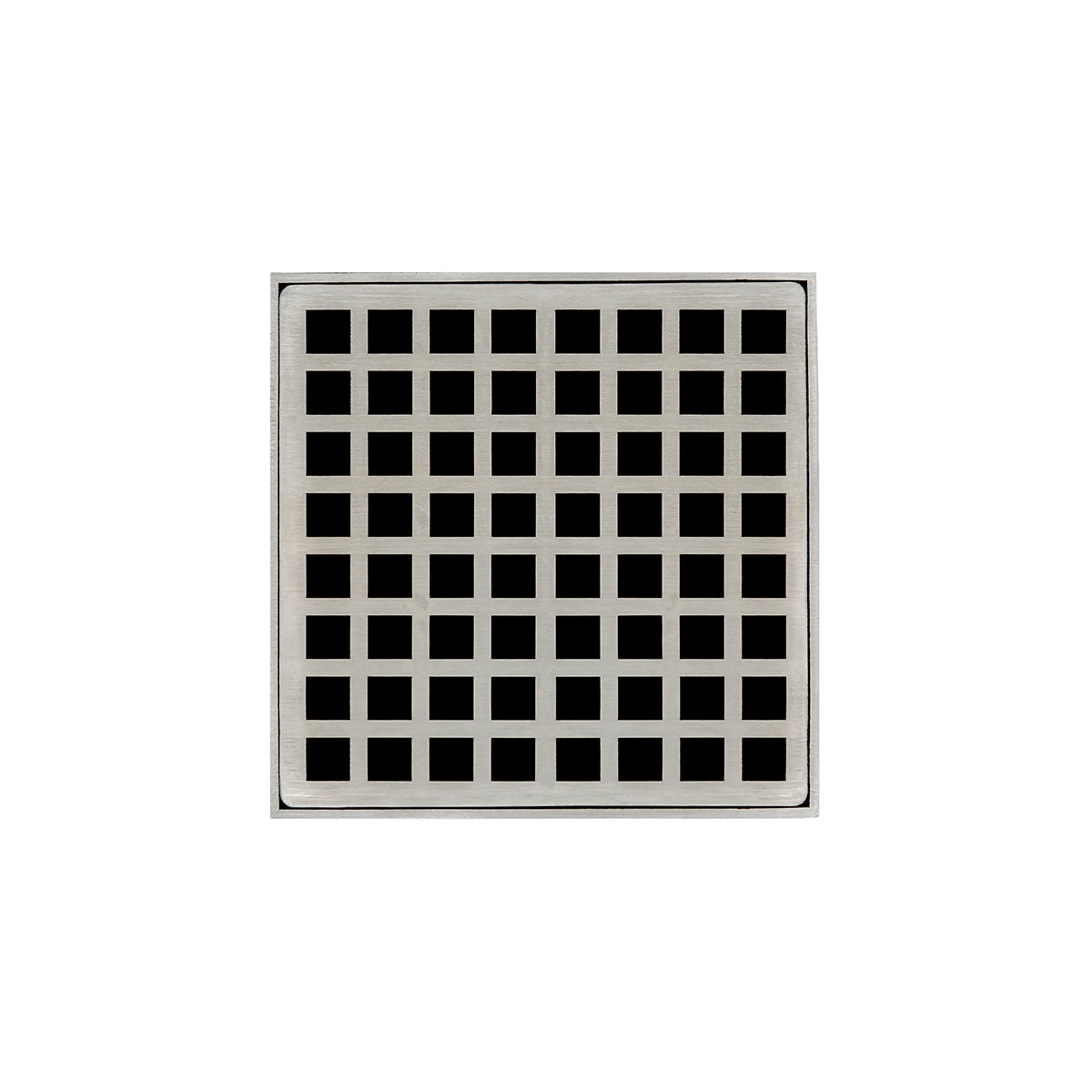 Infinity Drain 5" x 5" QD 5 Premium Center Drain Kit with Squares Pattern Decorative Plate with Cast Iron Drain Body for Hot Mop, 2" Outlet