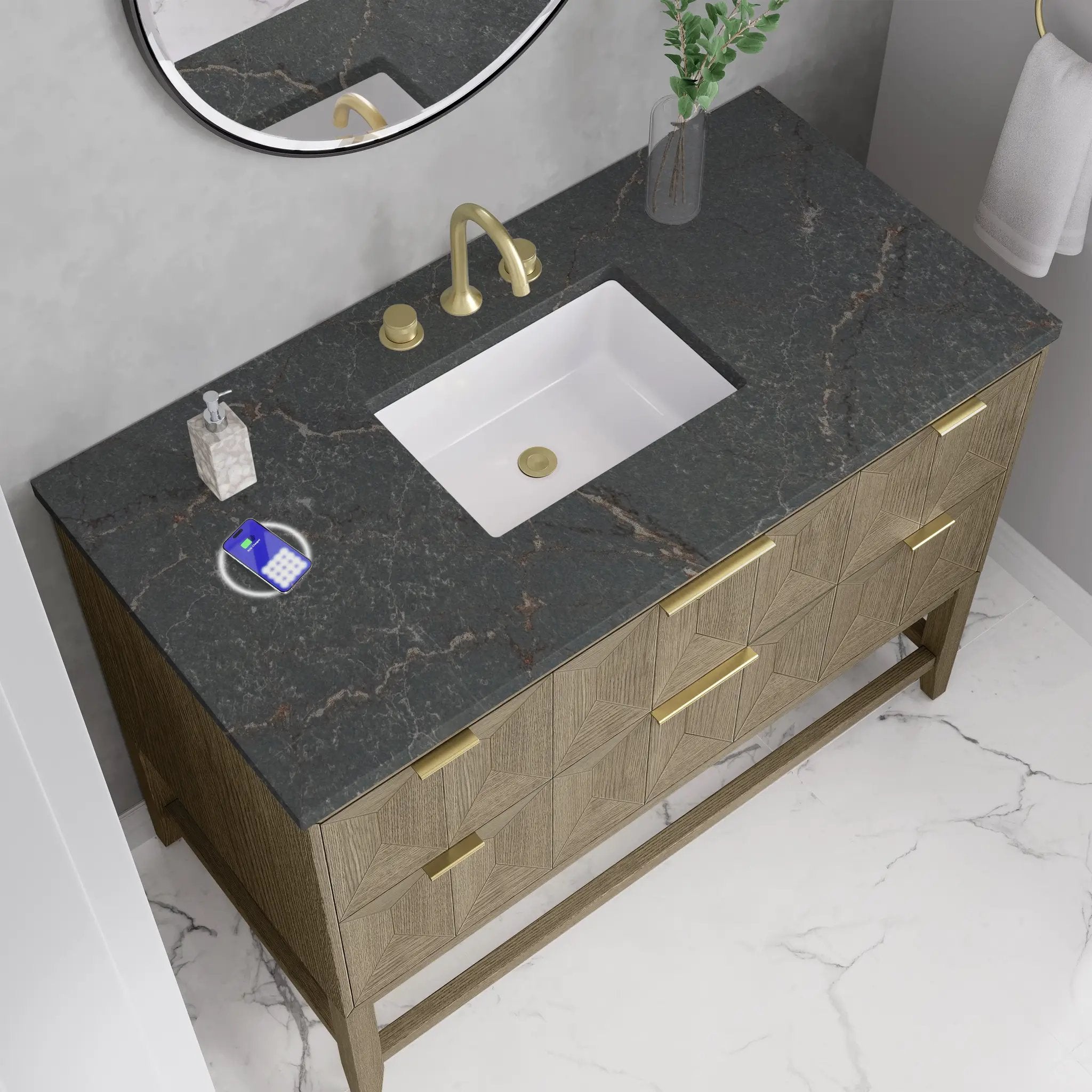 pebble oak vanity