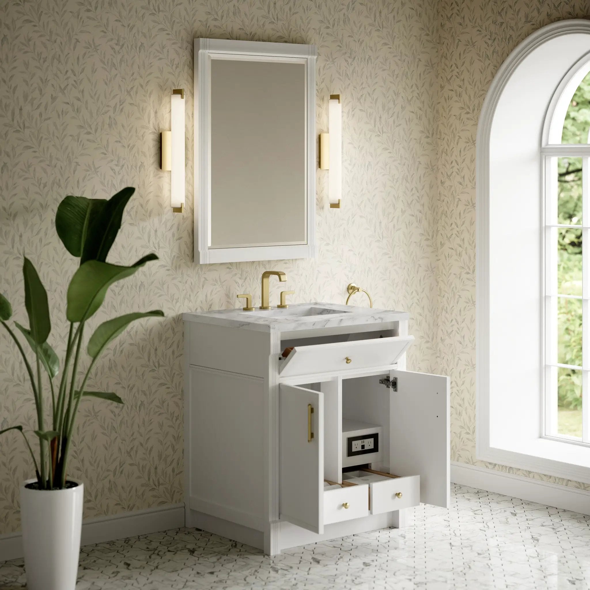 bright white vanity