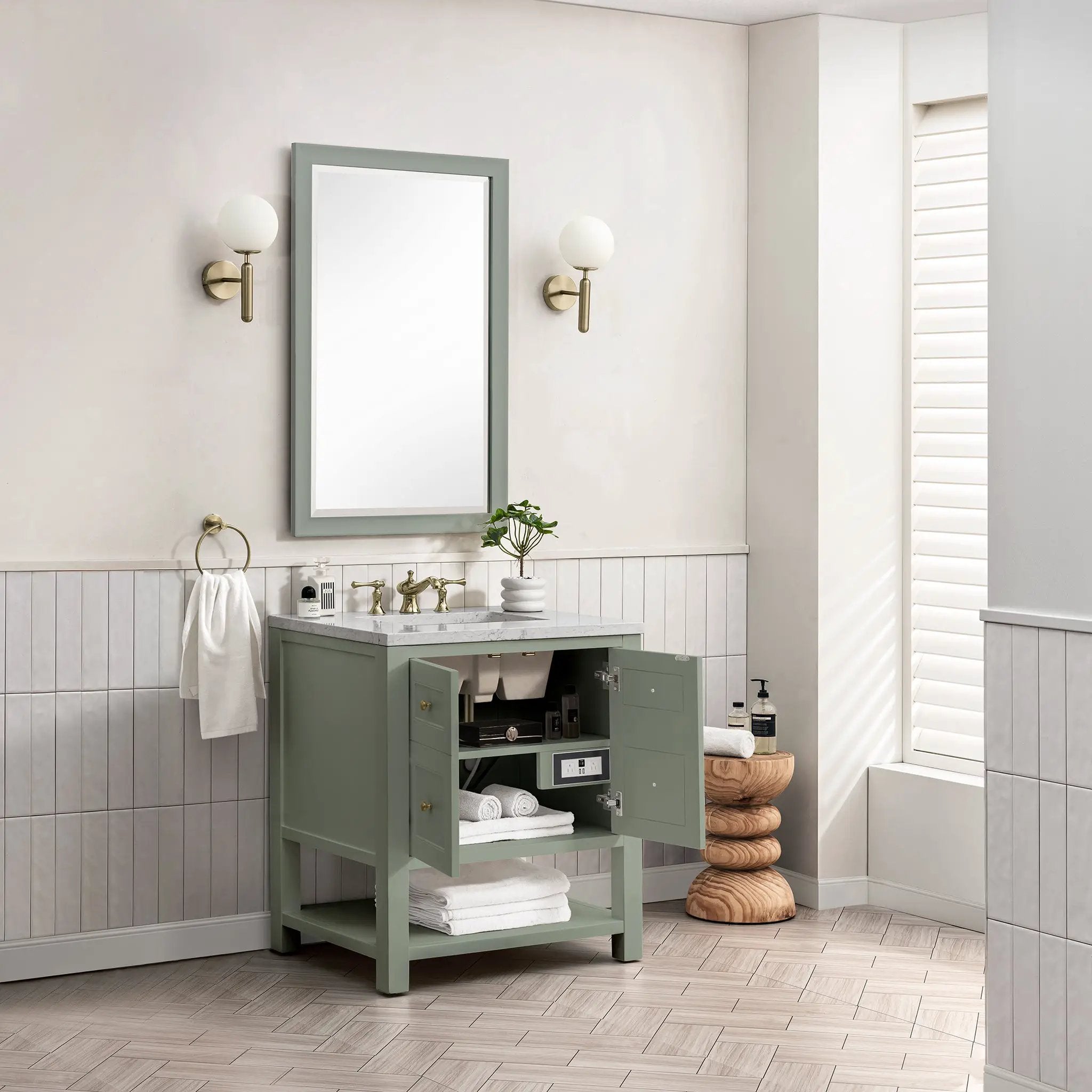 smokey celadon vanity