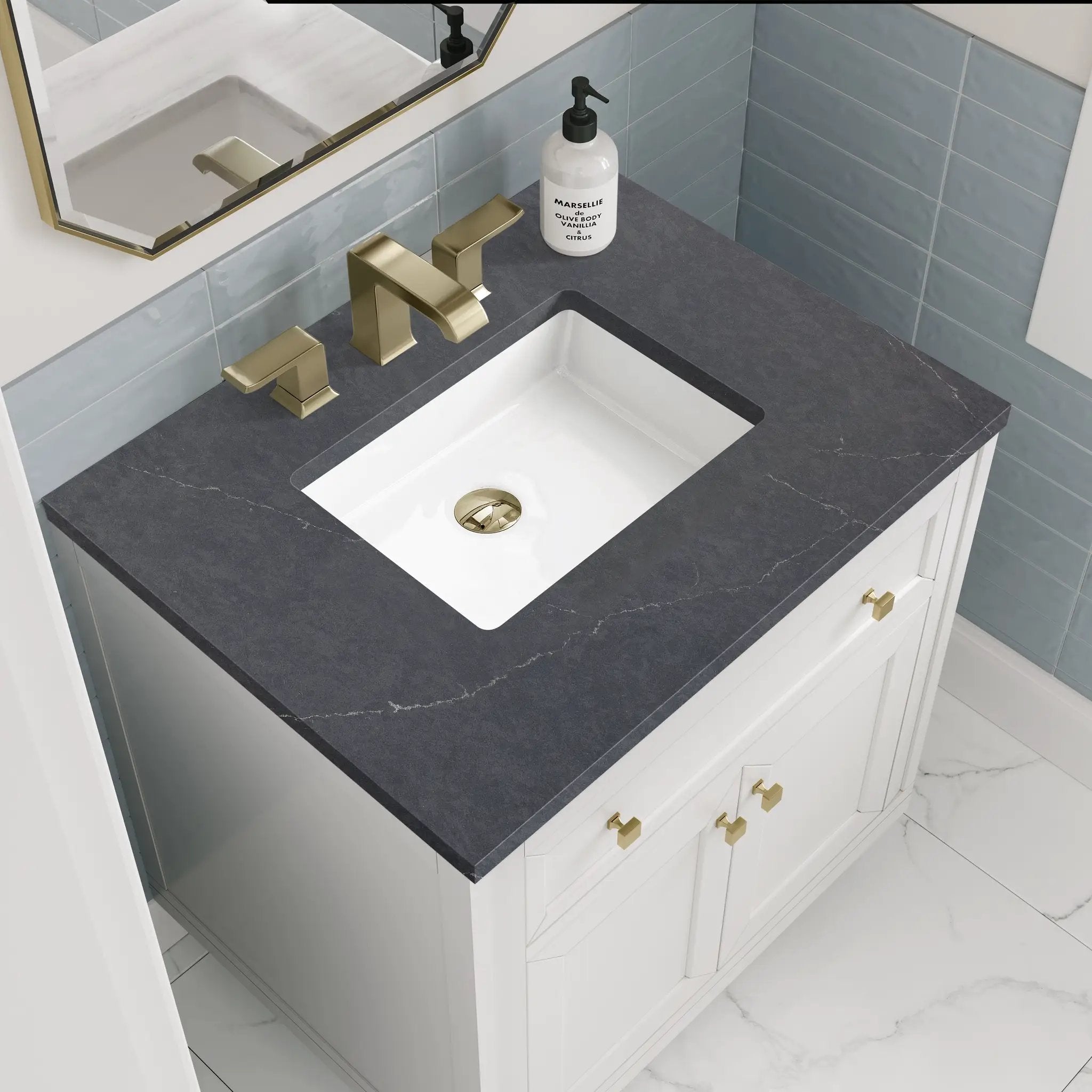 glossy white vanity