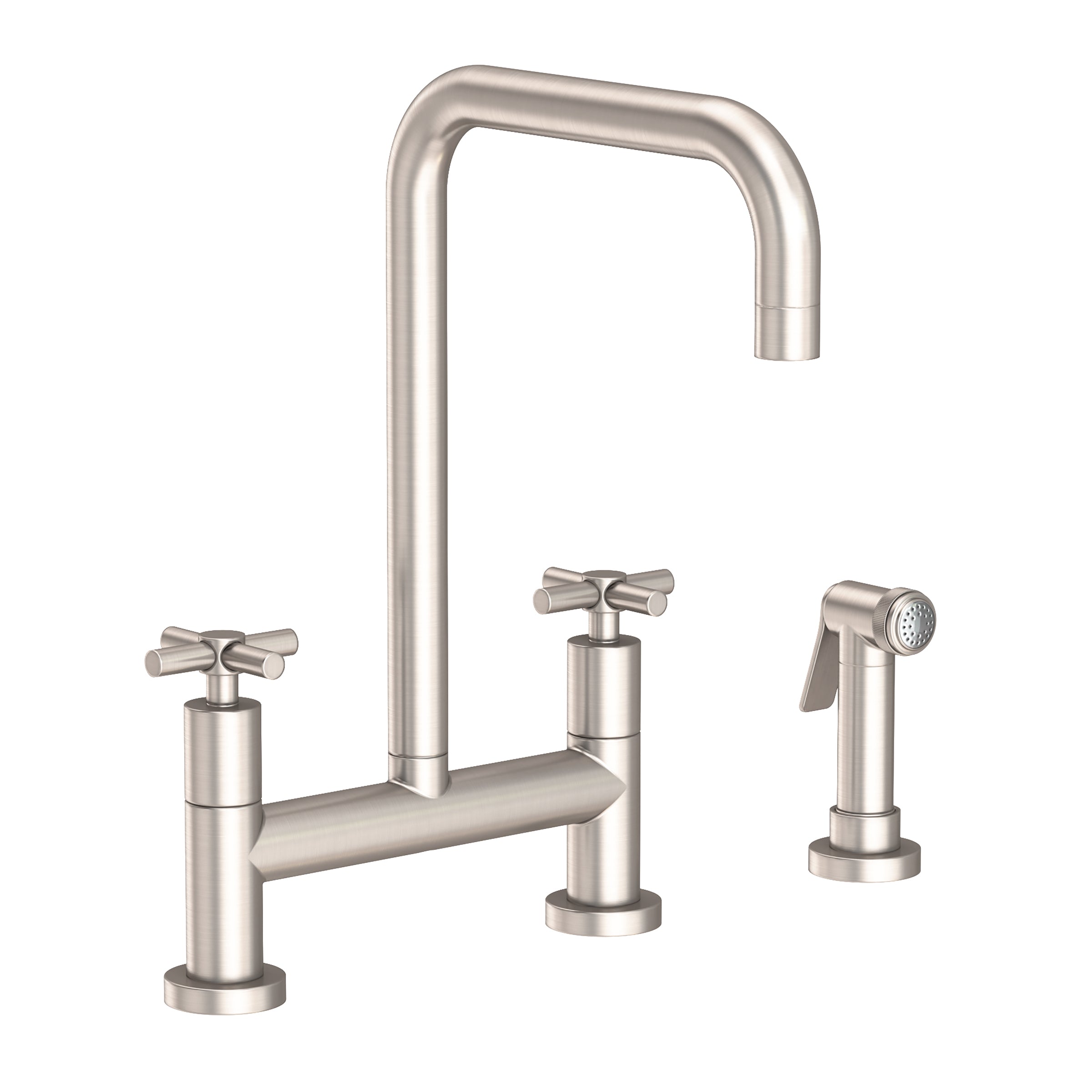 Newport Brass East Square Kitchen Bridge Faucet with Side Spray