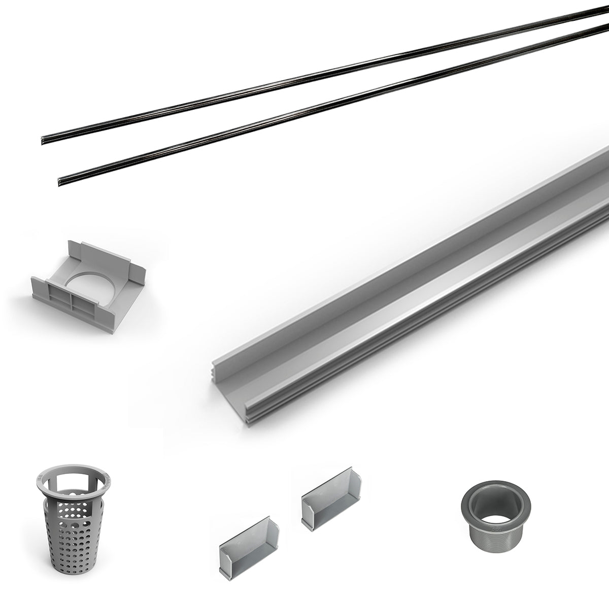 Infinity Drain 96" PVC Component Only Kit for S-LAG 65, S-LT 65, and S-LTIF 65 series.