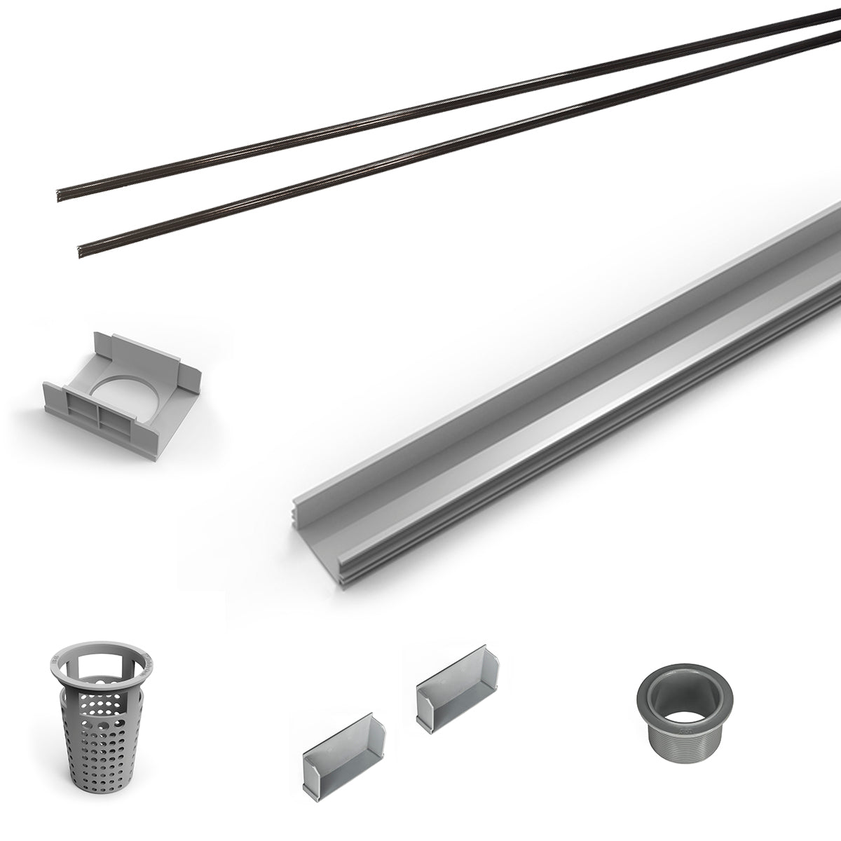 Infinity Drain 96" PVC Component Only Kit for S-LAG 65, S-LT 65, and S-LTIF 65 series.