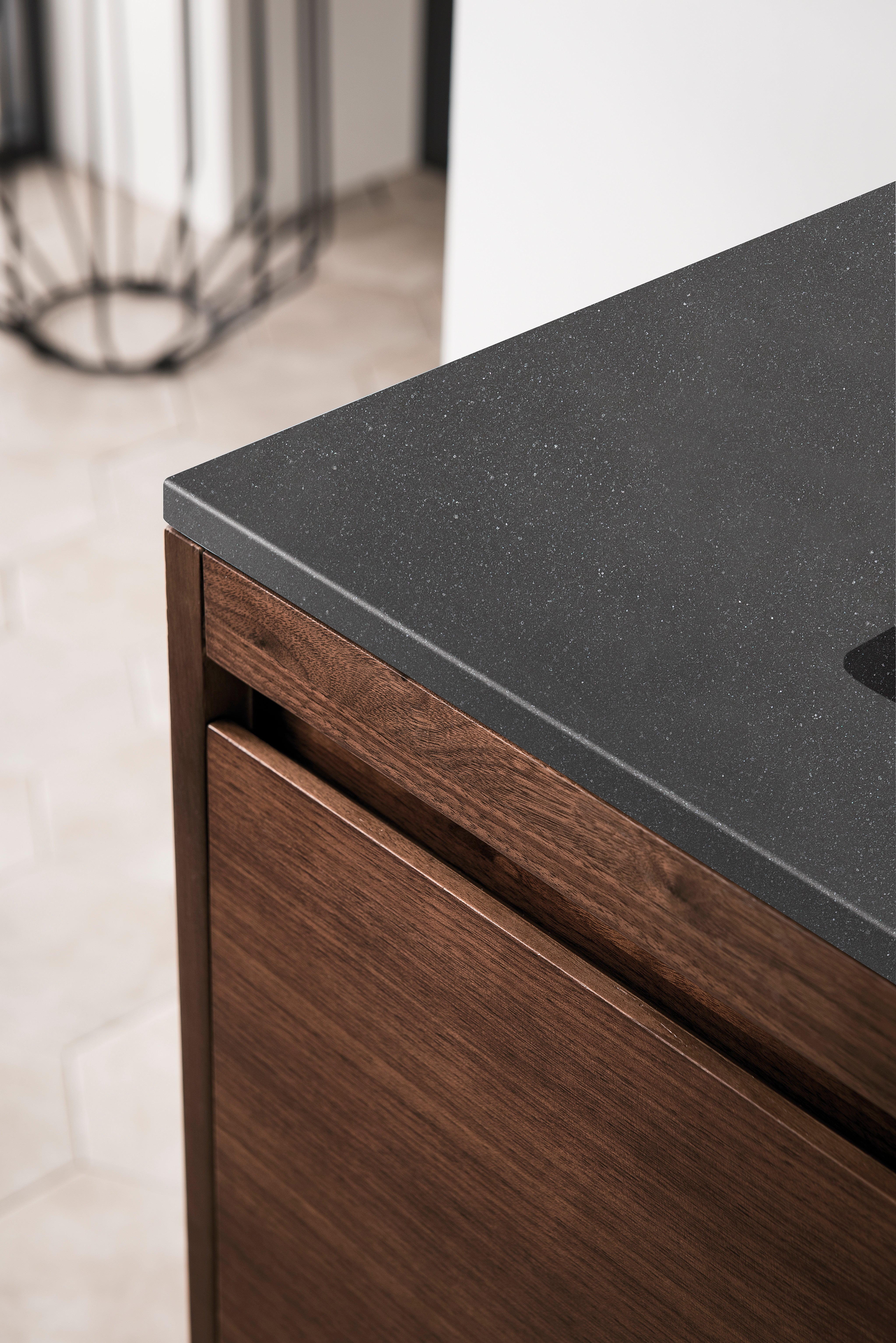 charcoal black composite stone top vanity