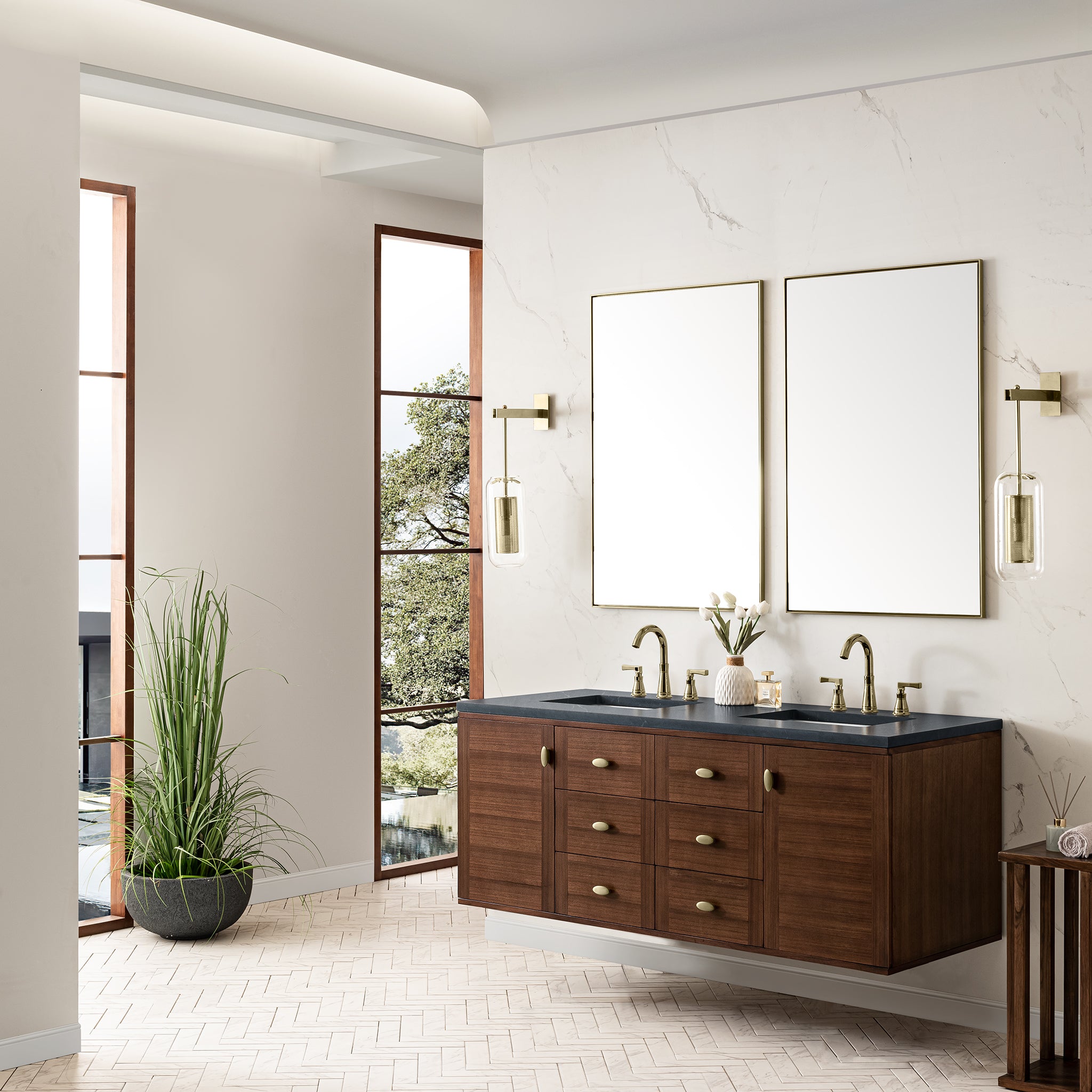 mid-century walnut vanity