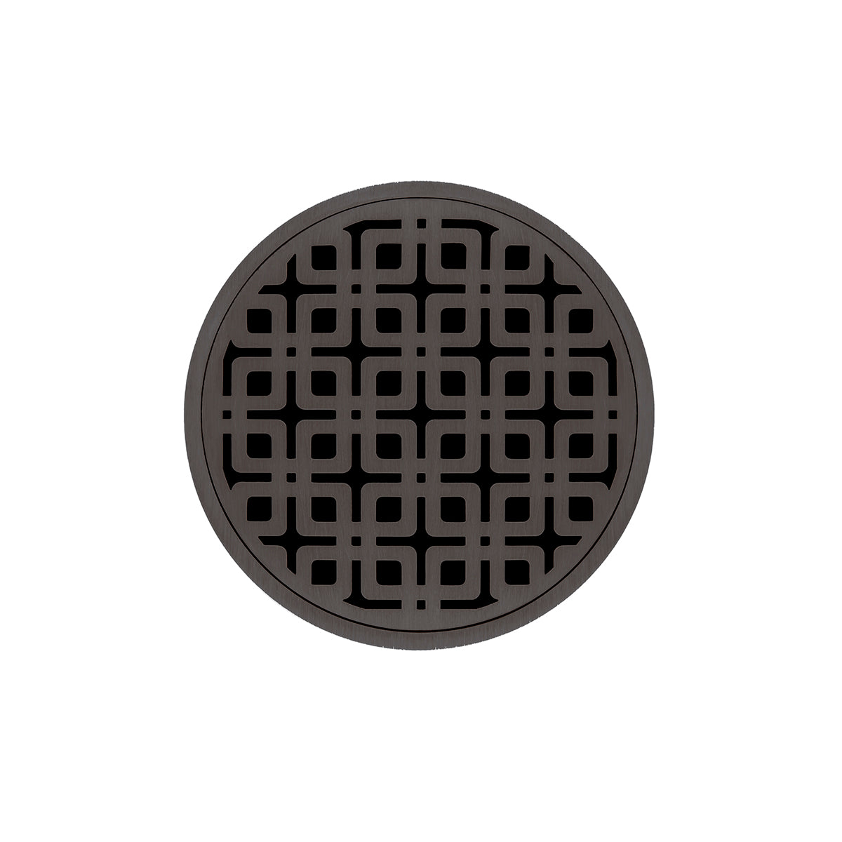 Infinity Drain 5" Round Strainer Premium Center Drain Kit with Link Pattern Decorative Plate and 2" Throat for RKD 5