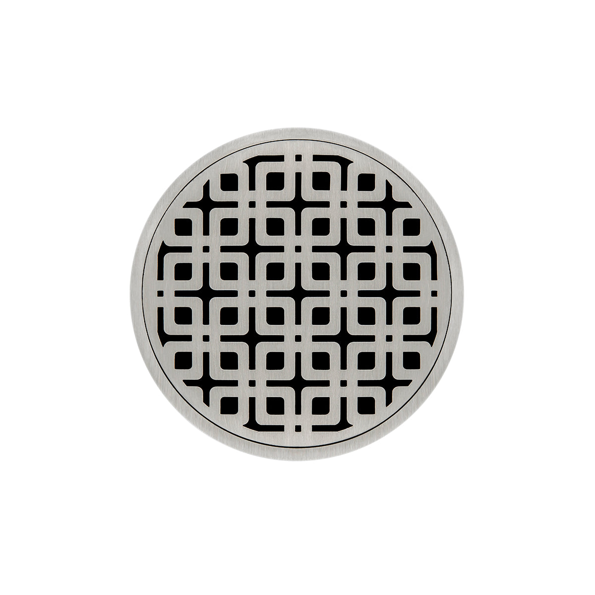 Infinity Drain 5" Round RKD 5 Premium Center Drain Kit with Link Pattern Decorative Plate with Cast Iron Drain Body for Hot Mop, 2" Outlet