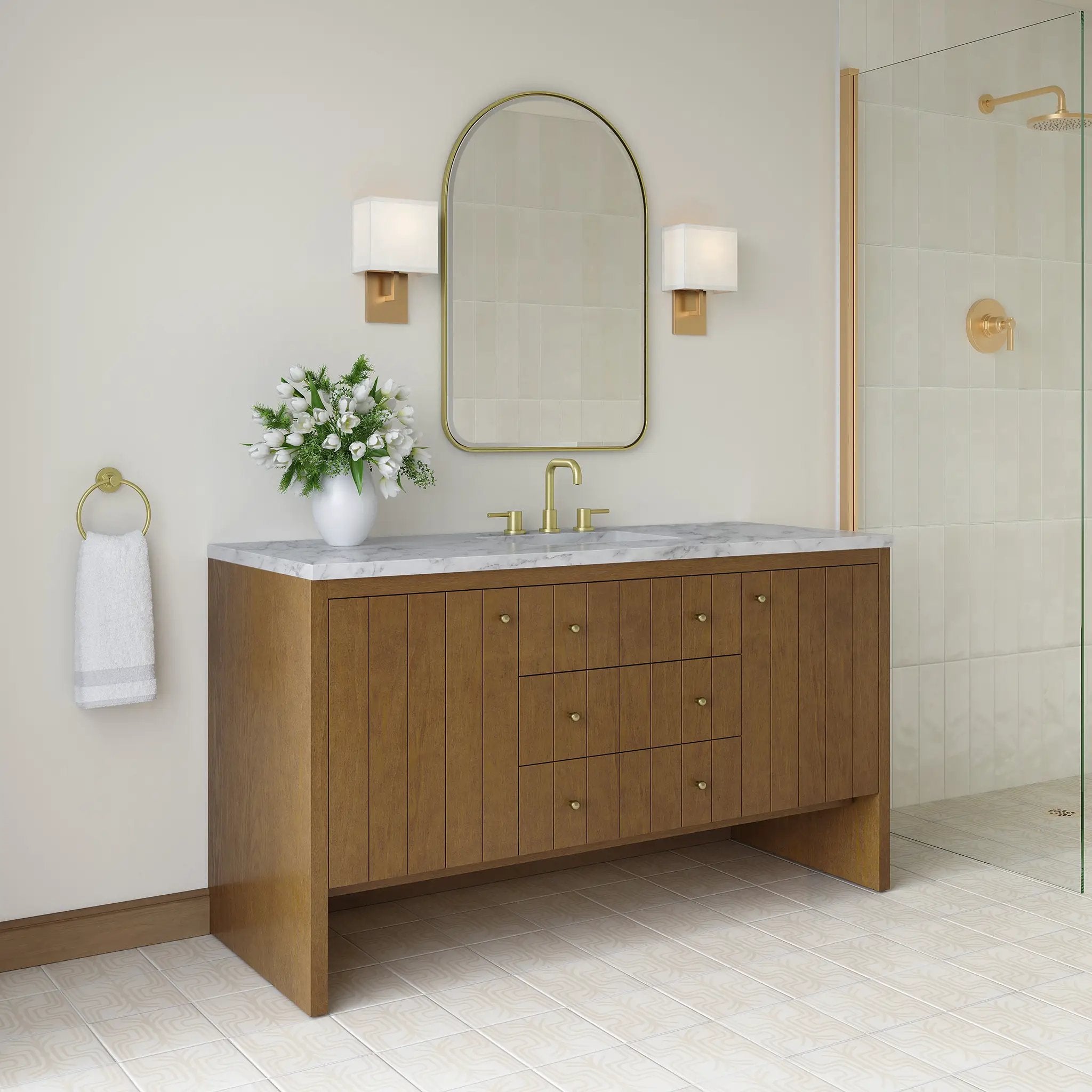 honey oak vanity