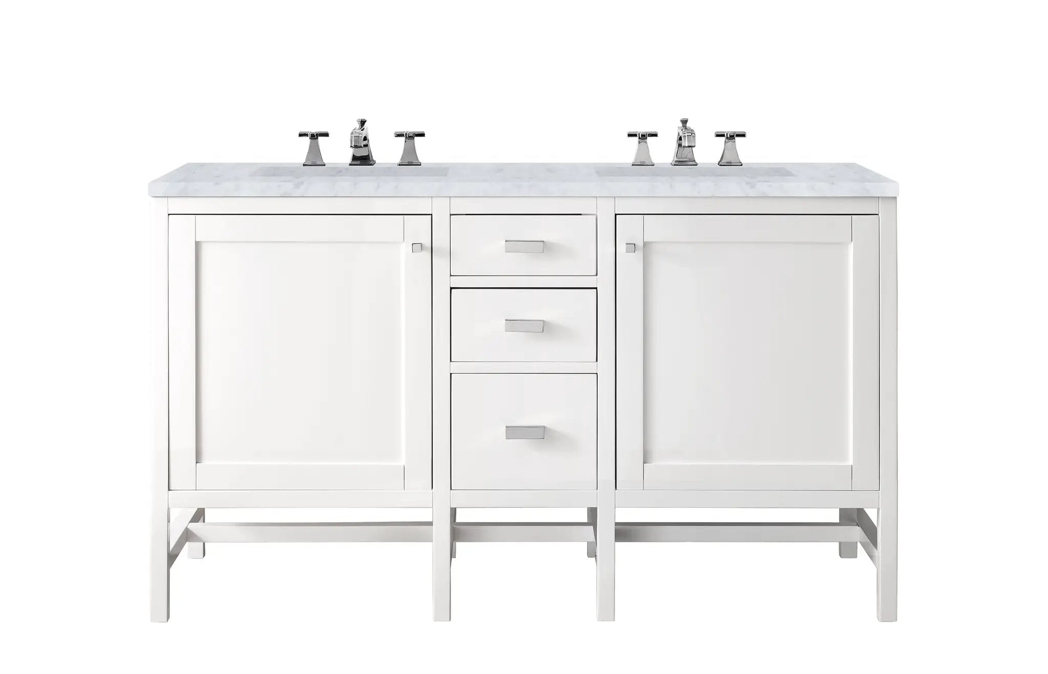 James Martin Addison 60" Double Vanity Set - Glossy White by James Martin Vanities