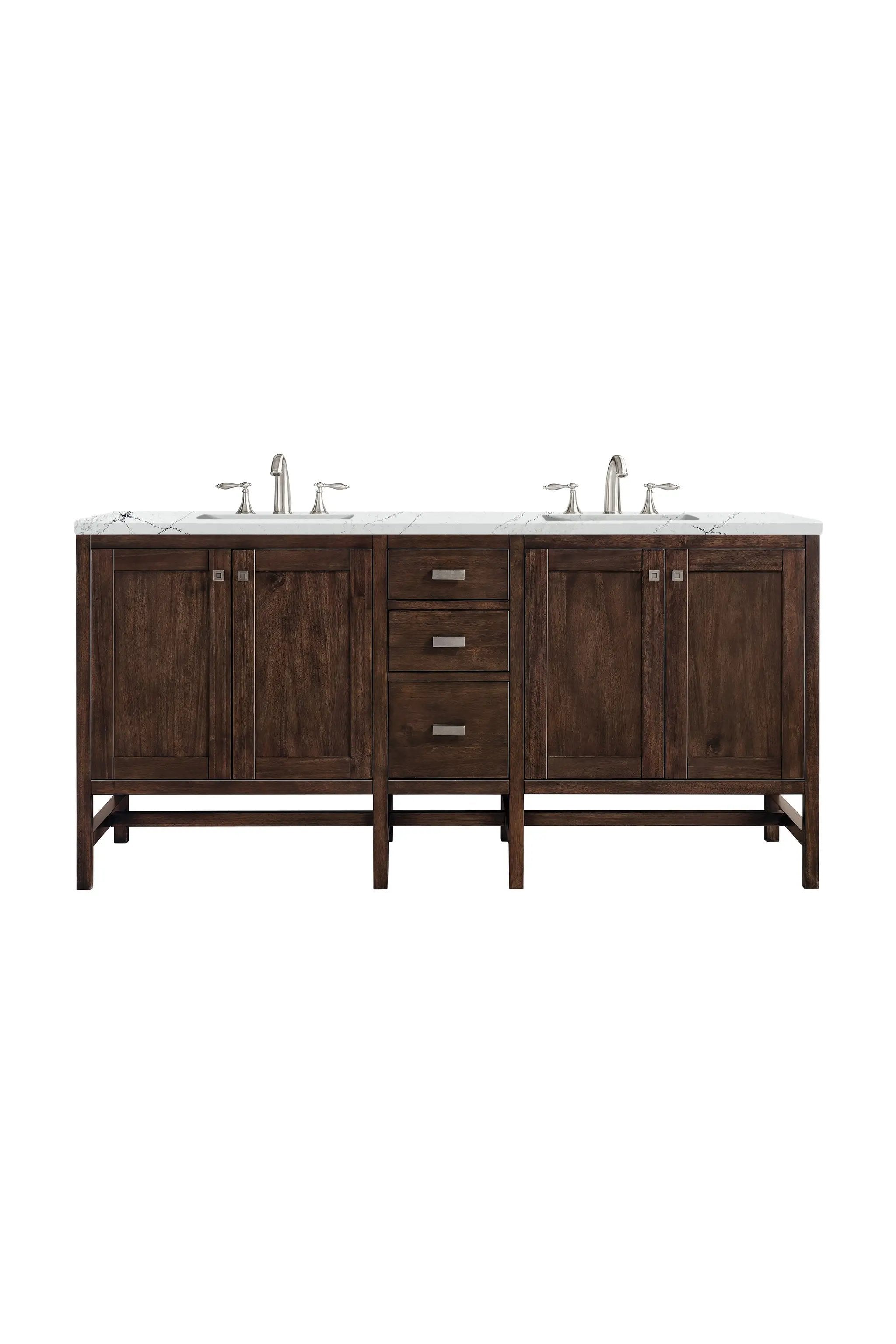 James Martin Addison 72" Double Vanity Set - Mid-Century Acacia by James Martin Vanities
