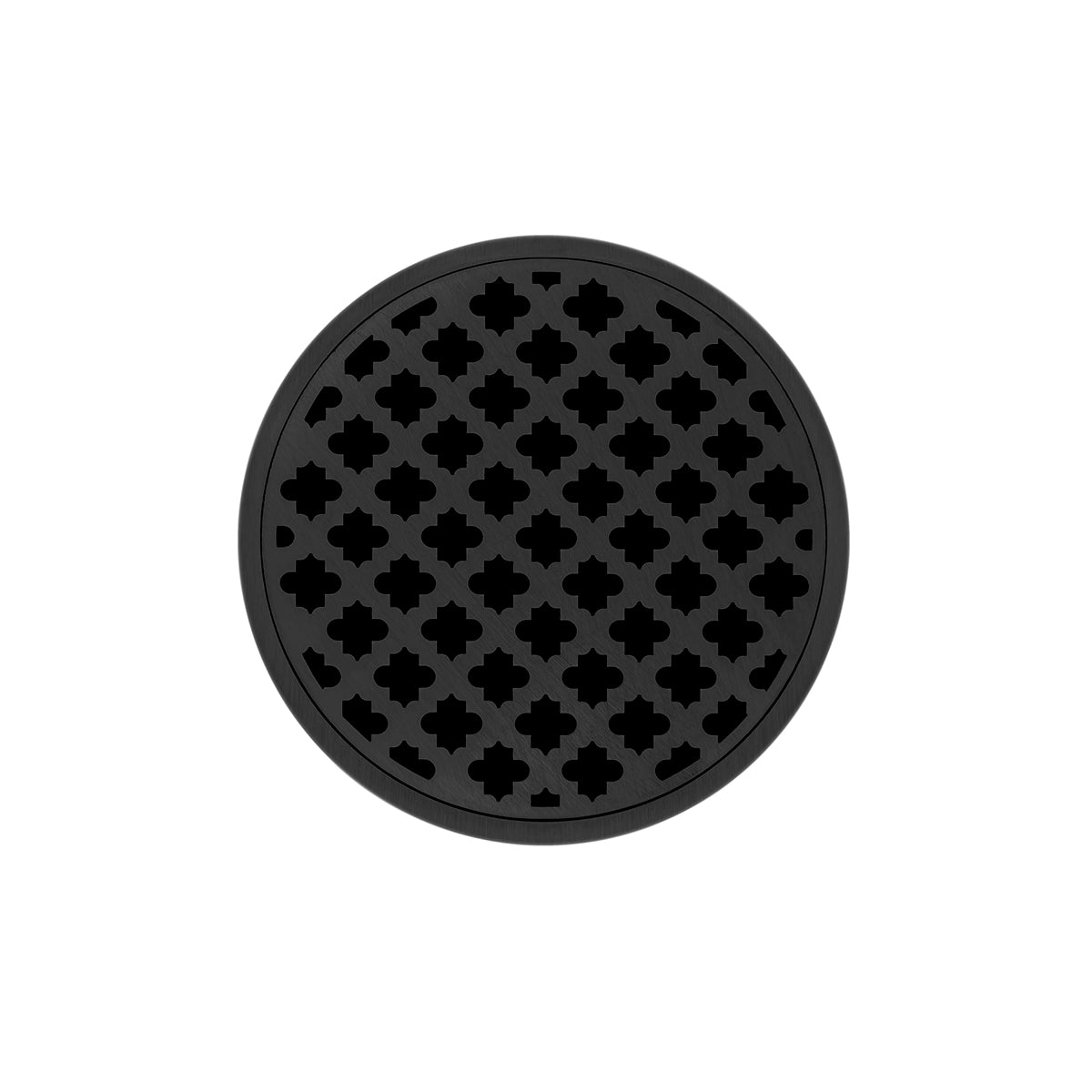 Infinity Drain 5" Round RMDB 5 Premium Center Drain Kit with Moor Pattern Decorative Plate with PVC Bonded Flange Drain Body, 2", 3" and 4" Outlet