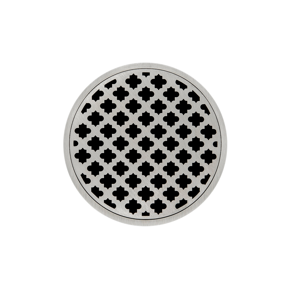 Infinity Drain 5" Round RMDB 5 Premium Center Drain Kit with Moor Pattern Decorative Plate with ABS Bonded Flange Drain Body, 2", 3" and 4" Outlet