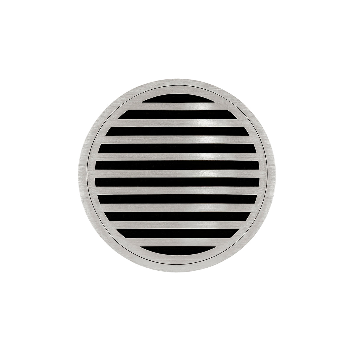 Infinity Drain 5" Round RND 5 Premium Center Drain Kit with Lines Pattern Decorative Plate with Cast Iron Drain Body for Hot Mop, 2" Outlet