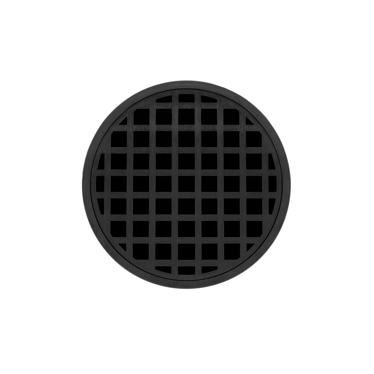 Infinity Drain 5" Round RQD 5 Premium Center Drain Kit with Squares Pattern Decorative Plate with Cast Iron Drain Body, 2" Outlet
