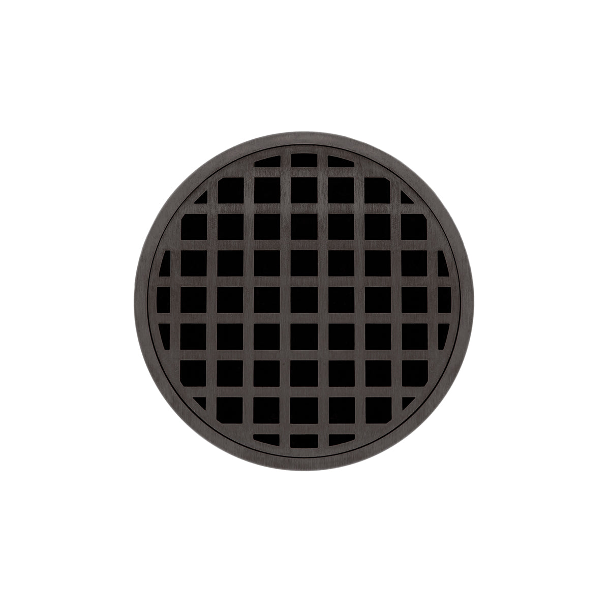 Infinity Drain 5" Round RQD 5 Premium Center Drain Kit with Squares Pattern Decorative Plate with Cast Iron Drain Body for Hot Mop, 2" Outlet
