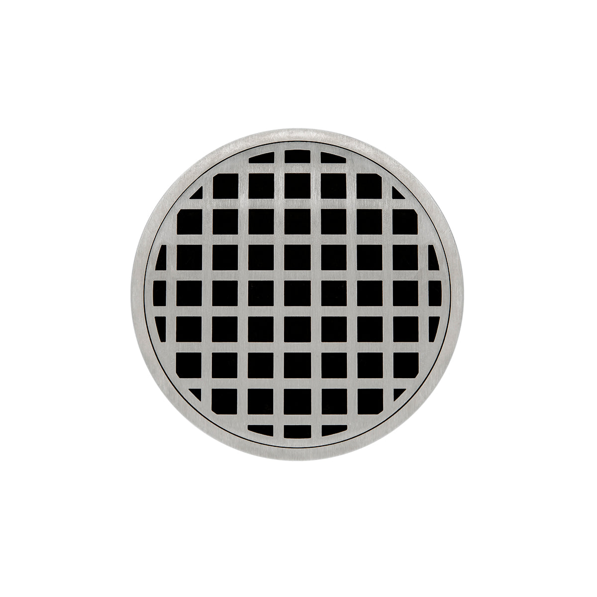 Infinity Drain 5" Round RQD 5 Premium Center Drain Kit with Squares Pattern Decorative Plate with ABS Drain Body, 2" Outlet