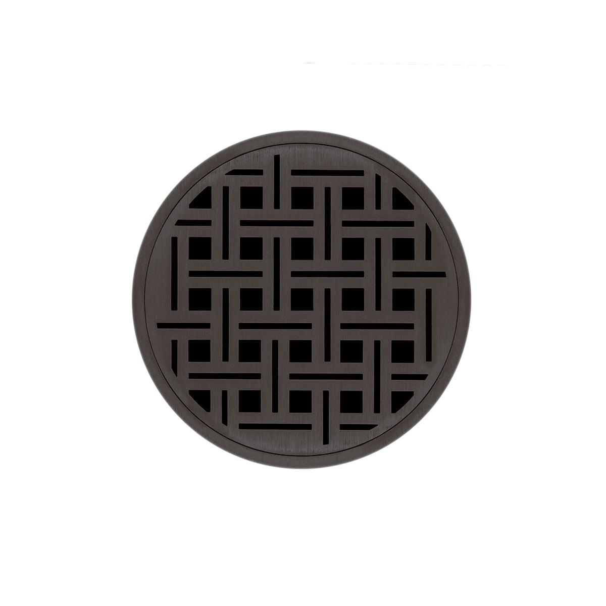 Infinity Drain 5" Round RVD 5 Premium Center Drain Kit with Weave Pattern Decorative Plate with Cast Iron Drain Body for Hot Mop, 2" Outlet