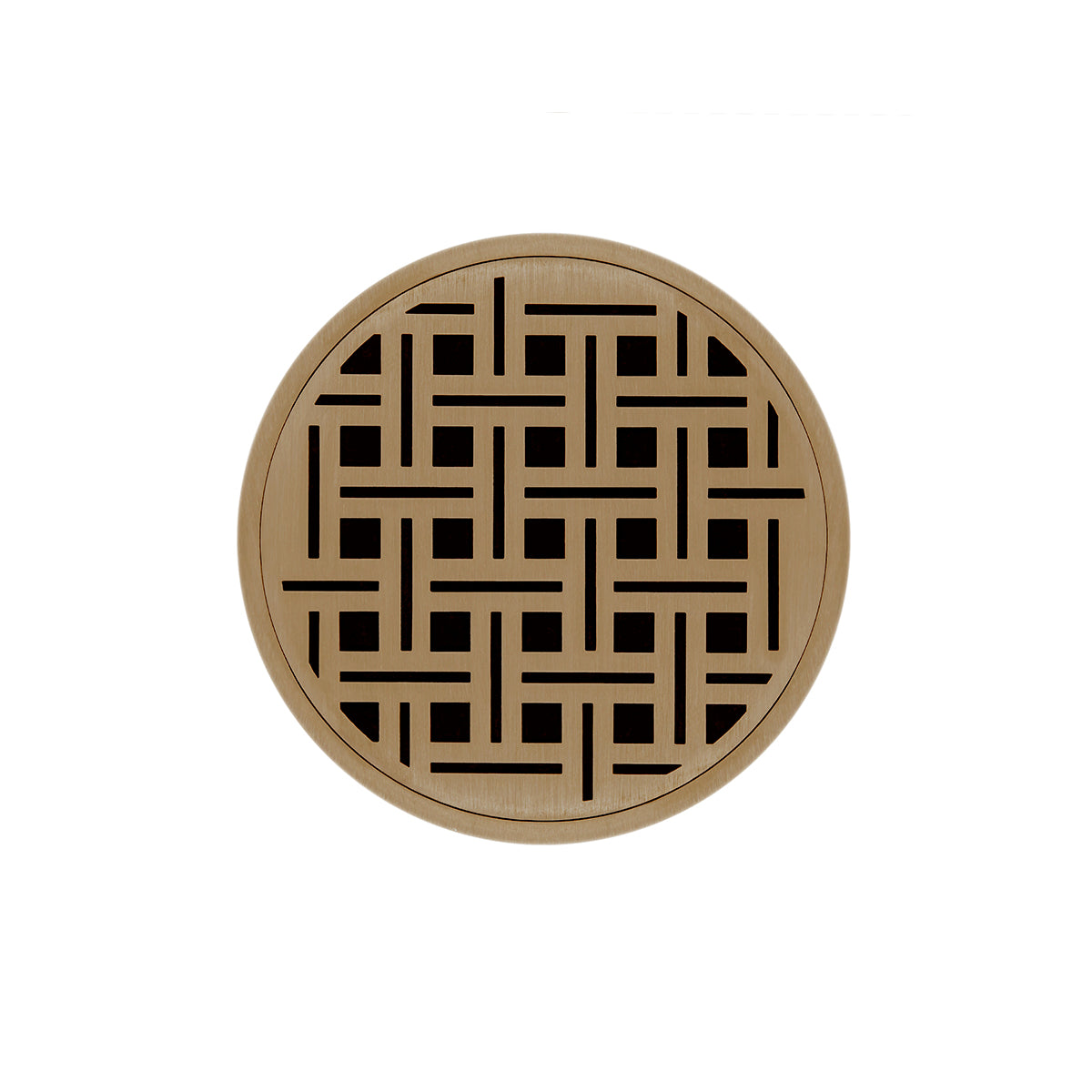 Infinity Drain 5" Round RVD 5 Premium Center Drain Kit with Weave Pattern Decorative Plate with Cast Iron Drain Body for Hot Mop, 2" Outlet