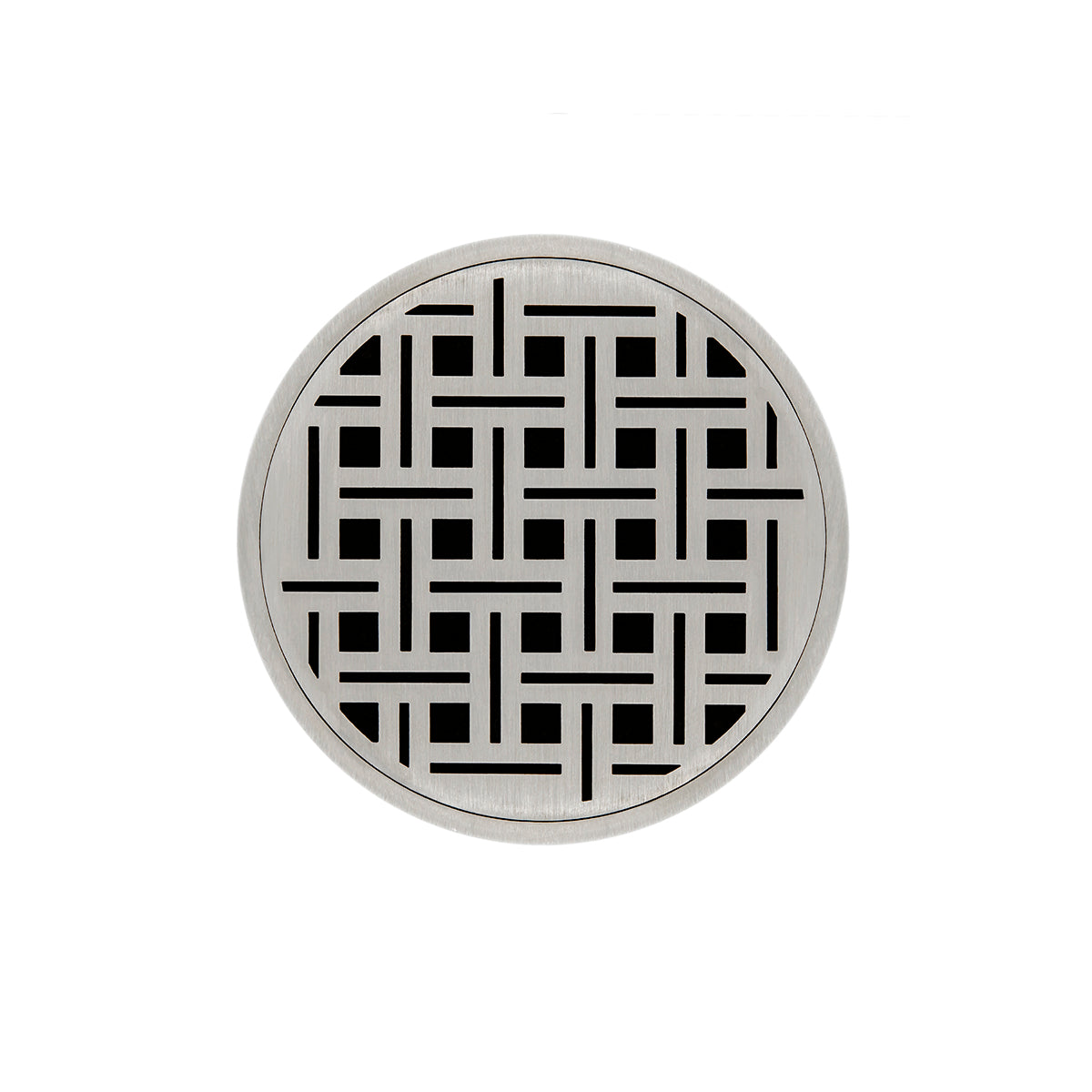 Infinity Drain 5" Round RVD 5 Premium Center Drain Kit with Weave Pattern Decorative Plate with ABS Drain Body, 2" Outlet