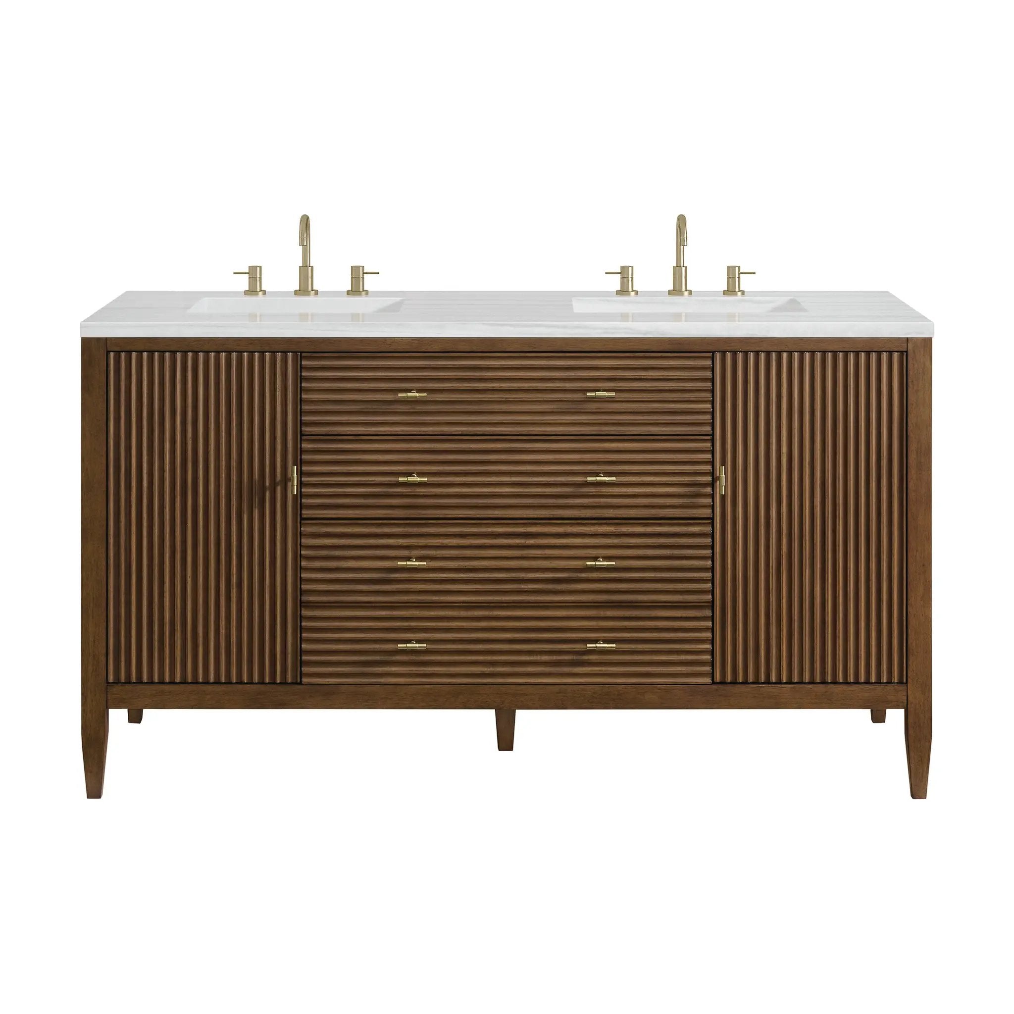 James Martin Myrrin 60" Double Vanity Set - Mid Century Walnut by James Martin Vanities