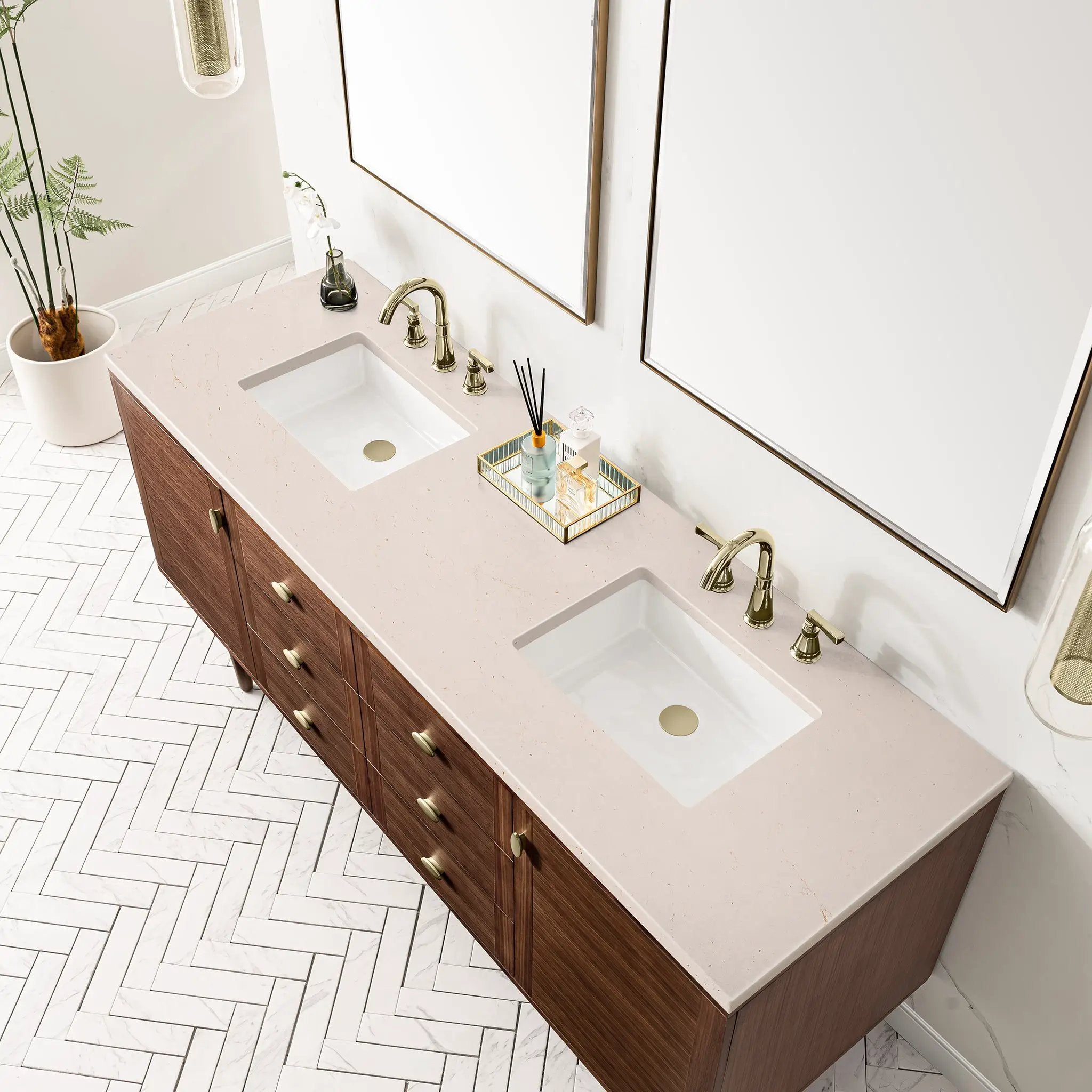 mid-century walnut vanity