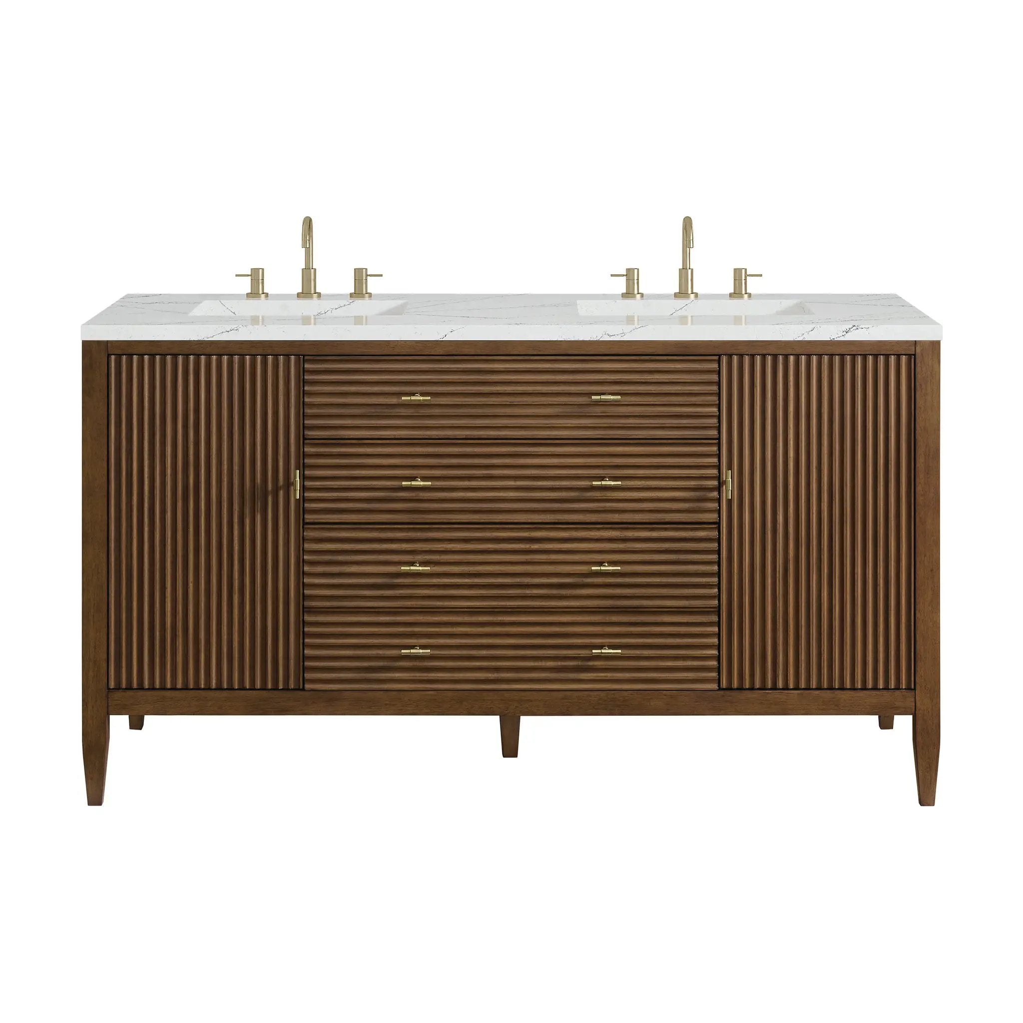 James Martin Myrrin 60" Double Vanity Set - Mid Century Walnut by James Martin Vanities