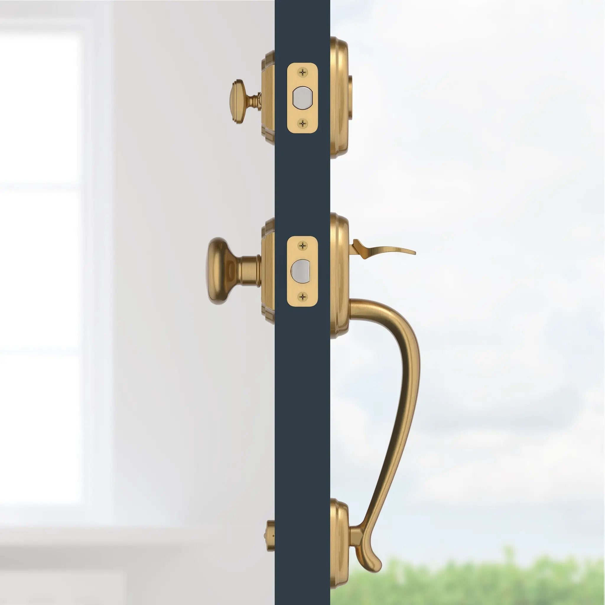 satin brass door handle