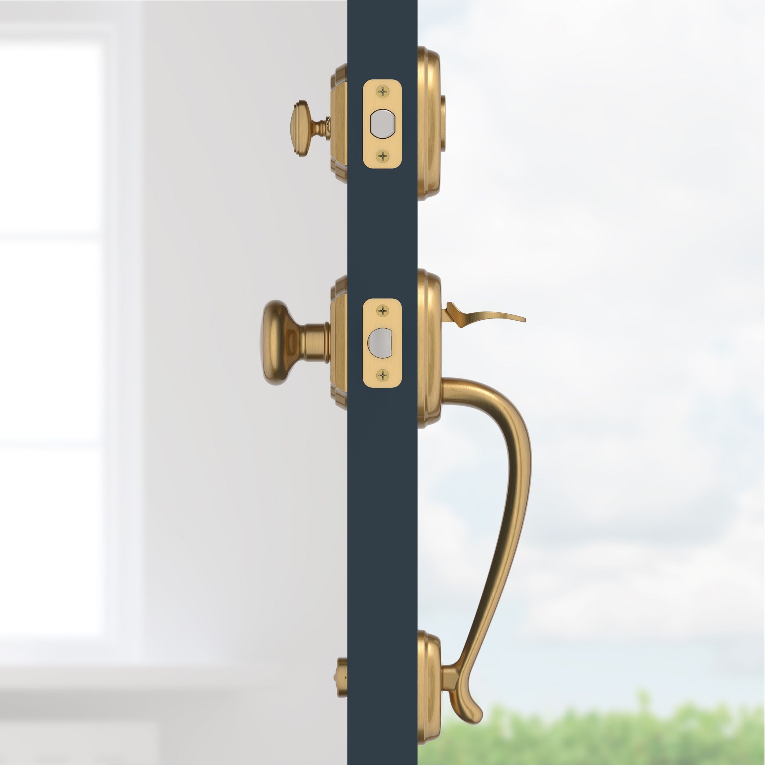satin brass door handle