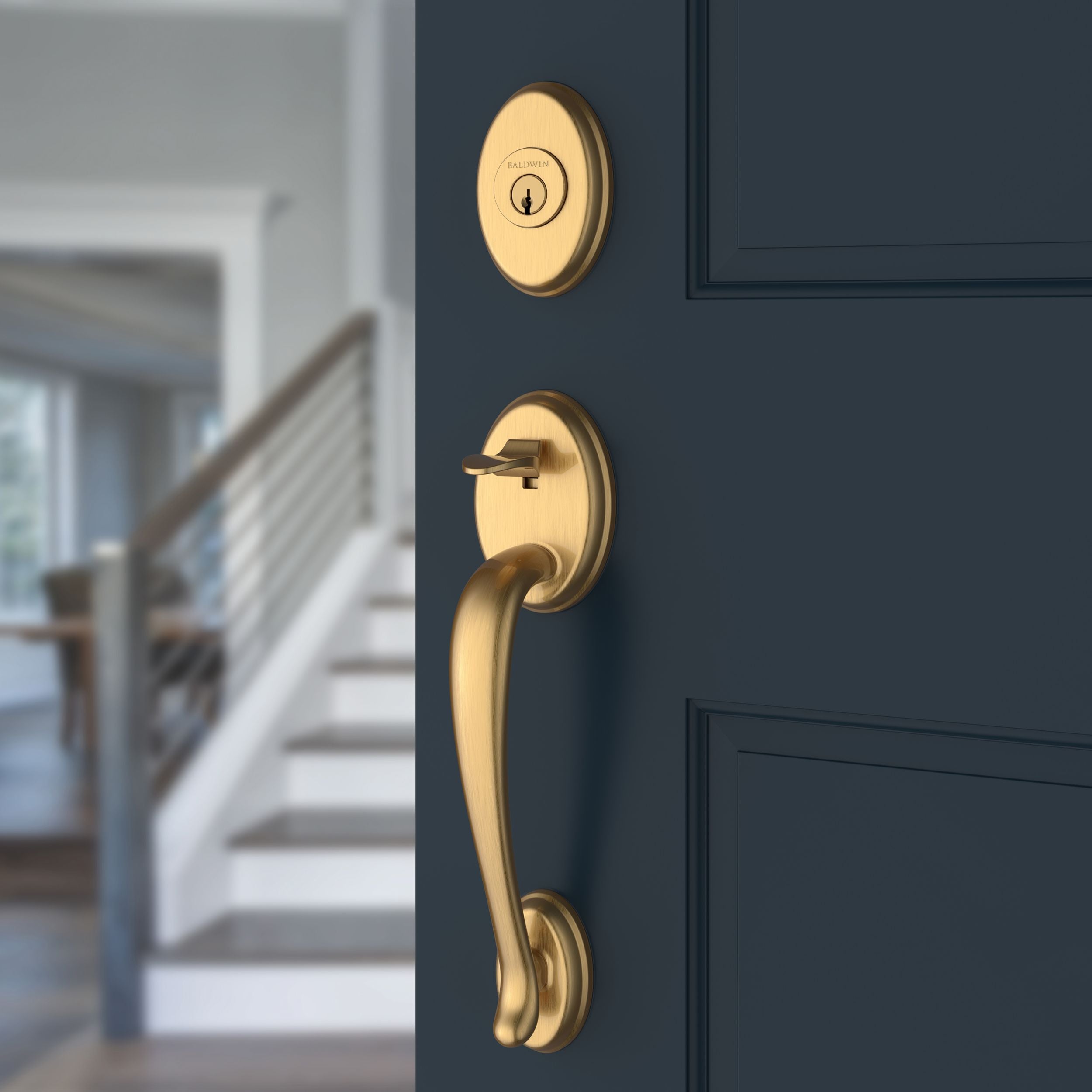 satin brass door handle