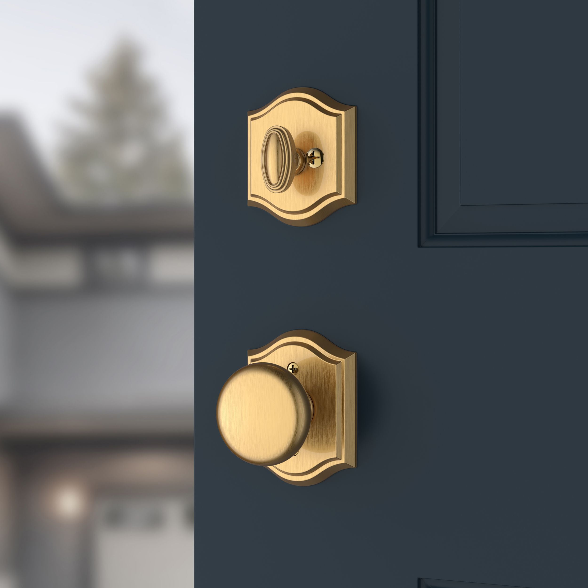 satin brass door handle