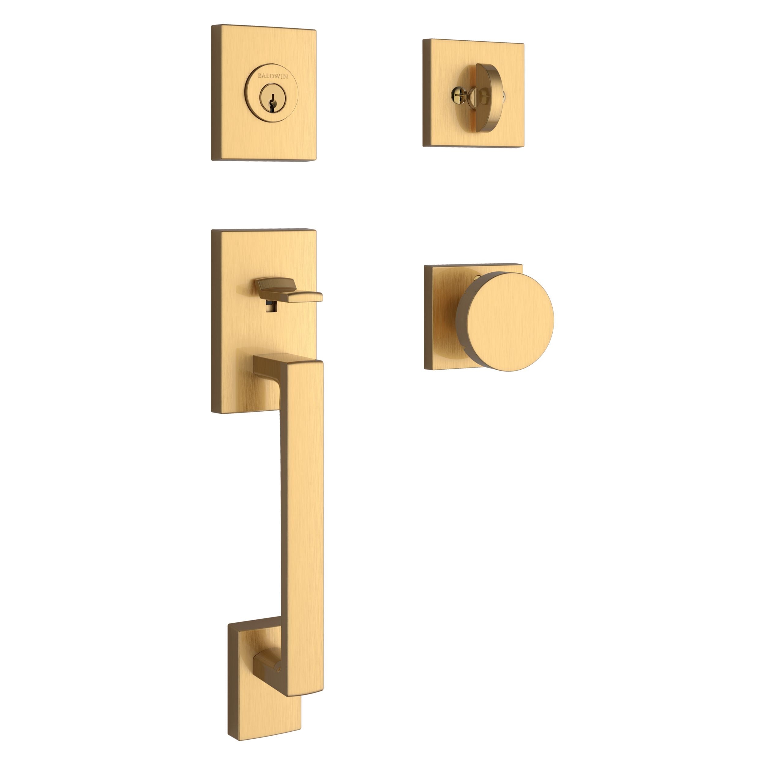 satin brass door handle and knob