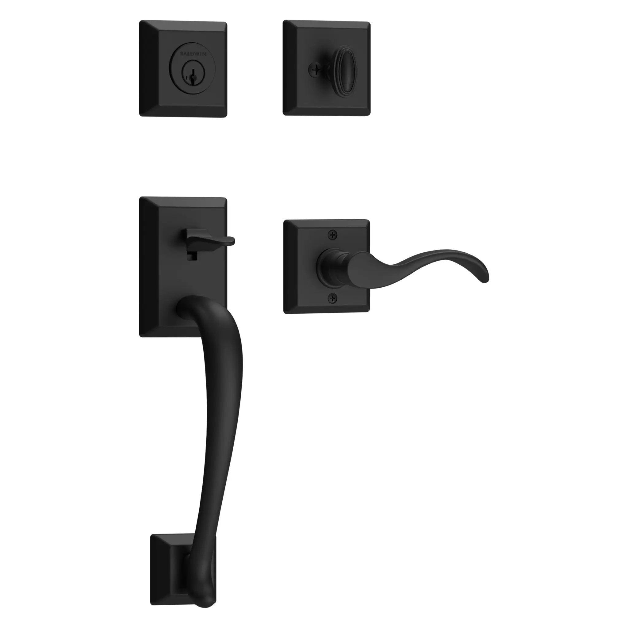 Baldwin Reserve Napa Handleset x Curve Lever with Square Interior by Baldwin