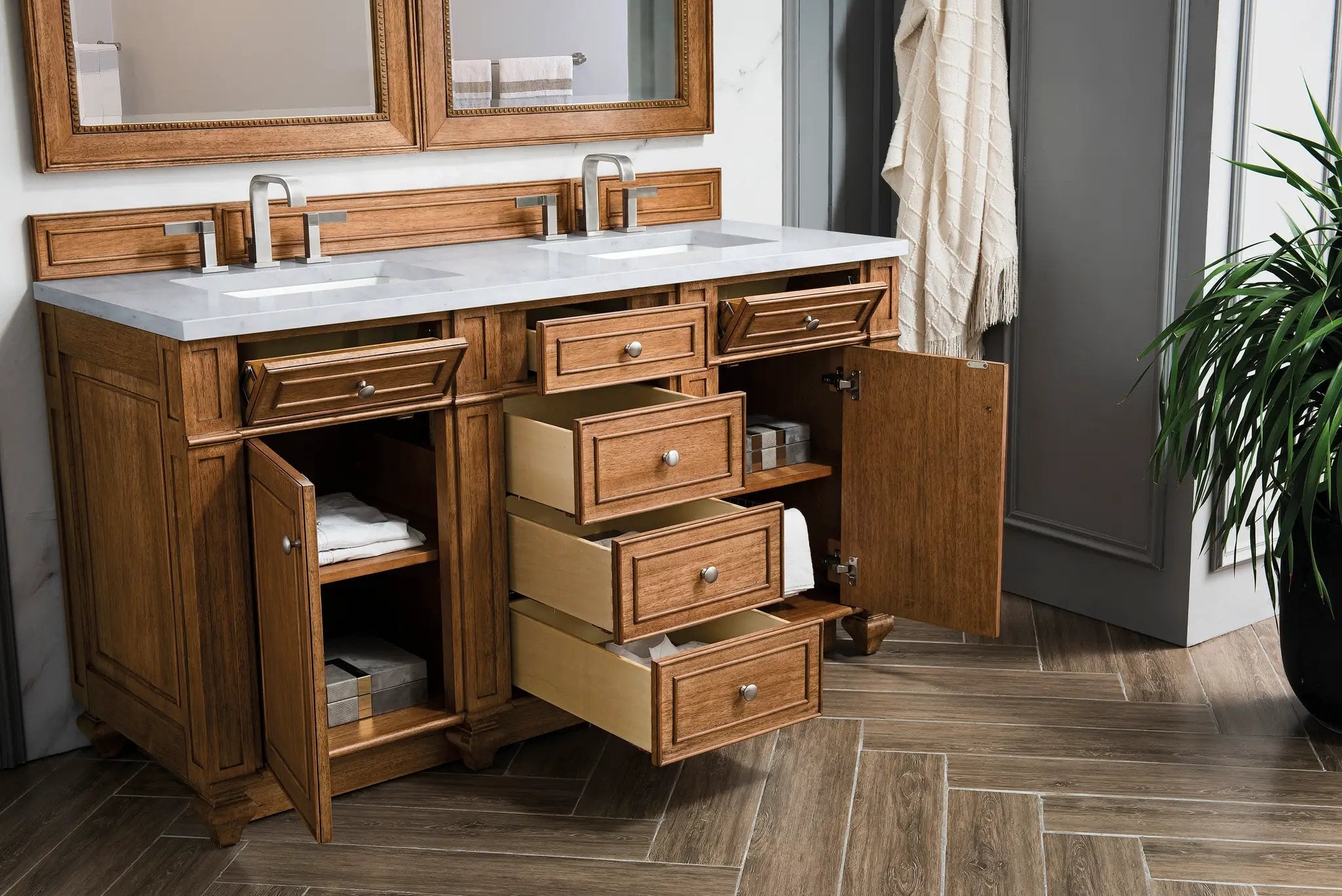 saddle brown vanity