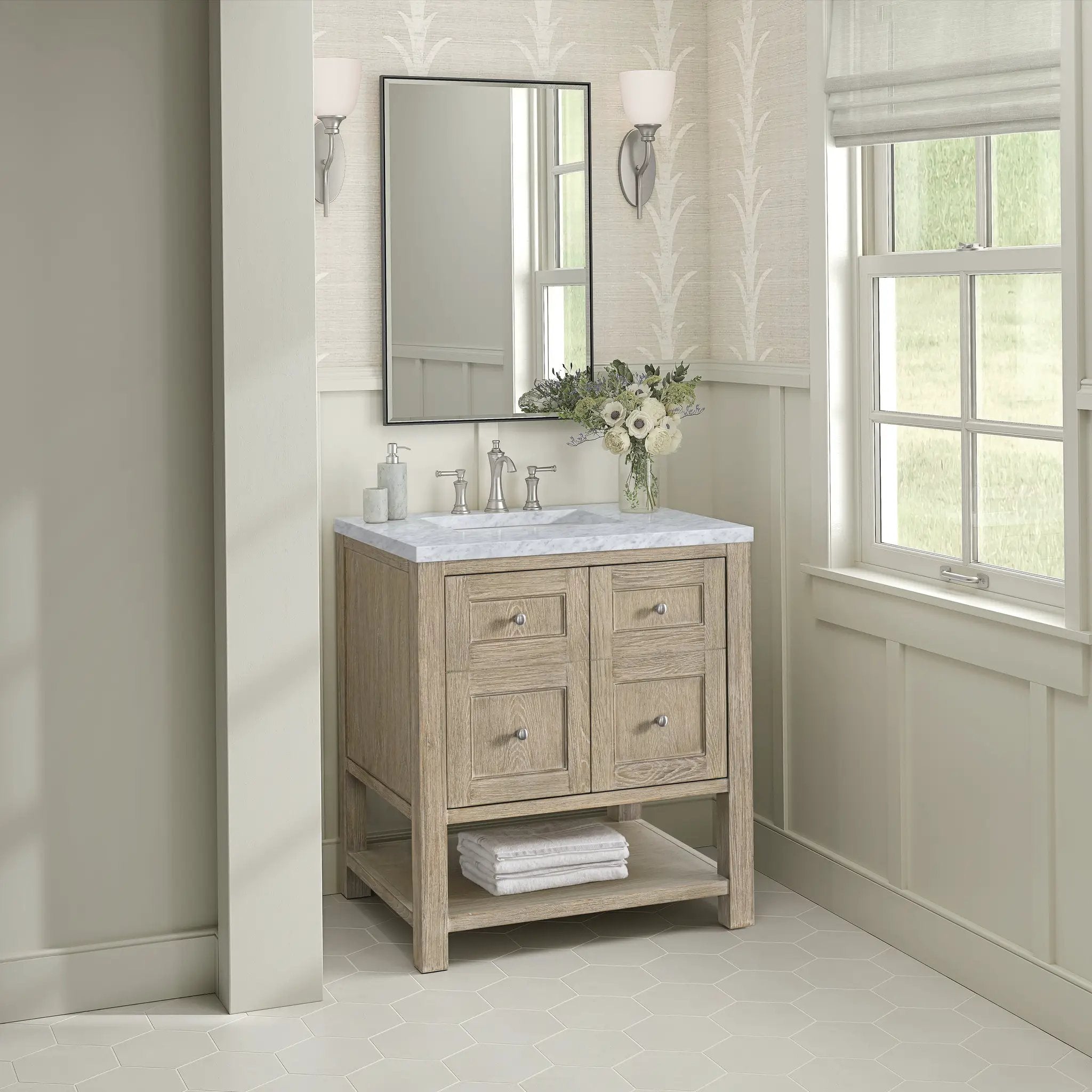 whitewashed oak vanity