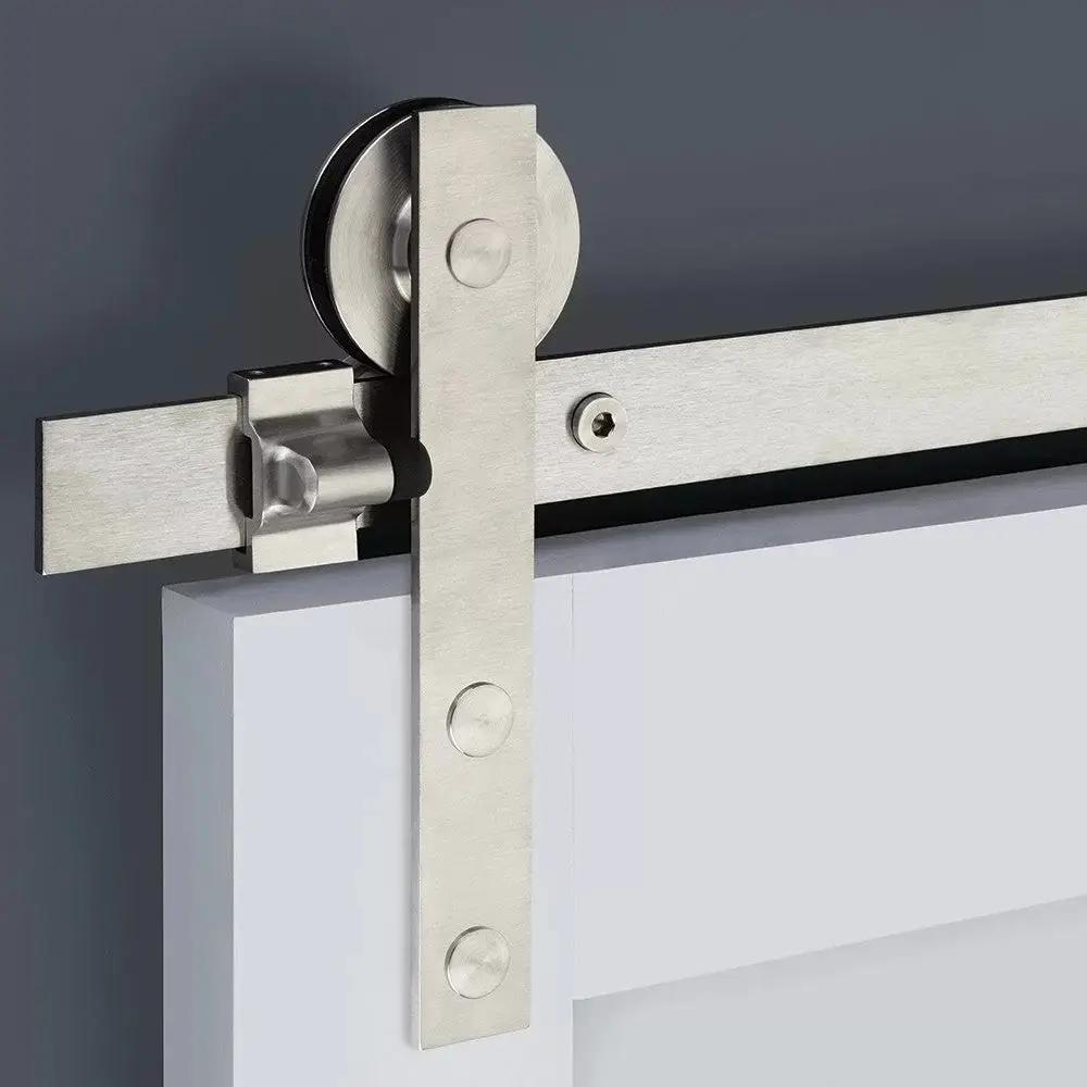 brushed stainless steel face mount track