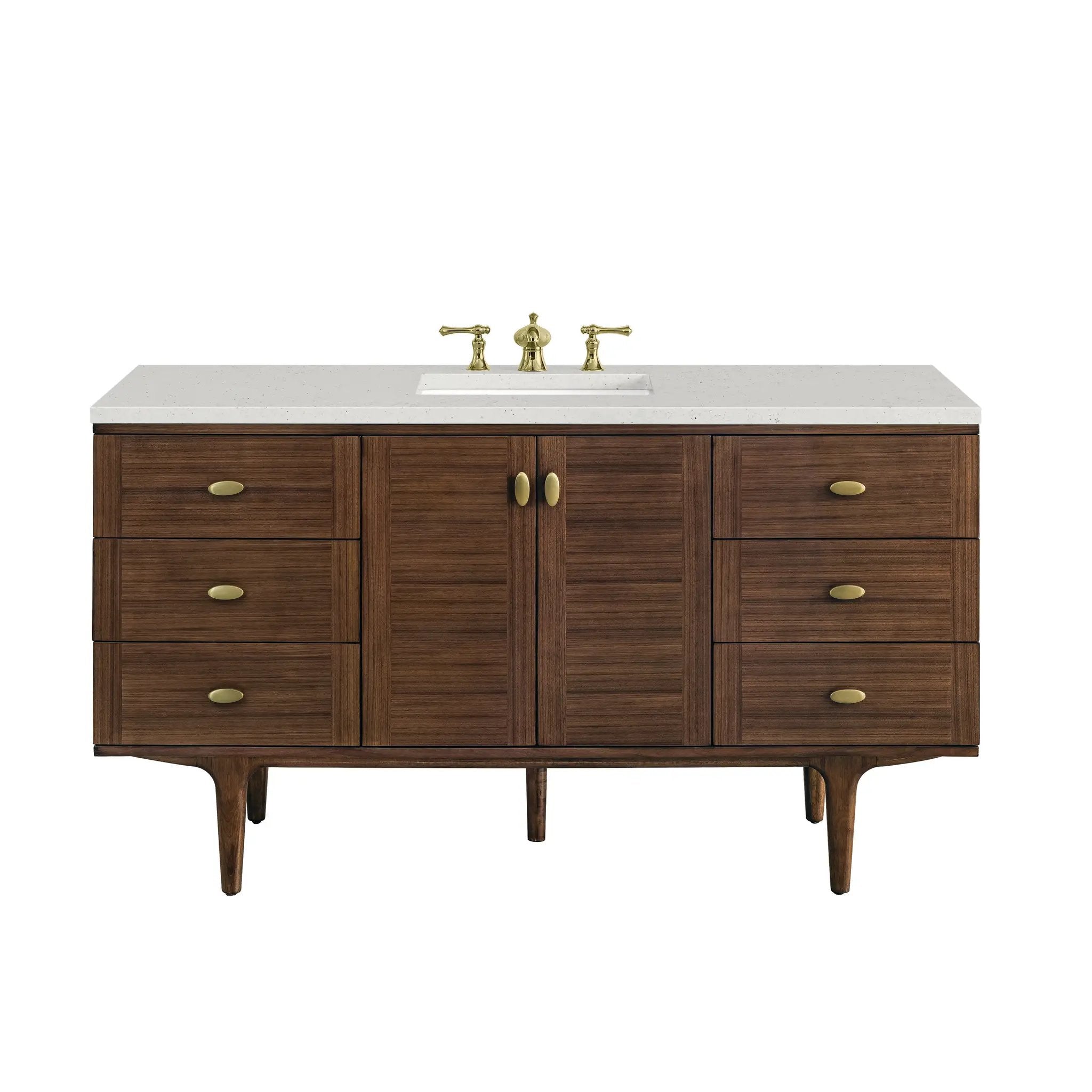 James Martin Amberly 60" Single Vanity Set - Mid-Century Walnut by James Martin Vanities