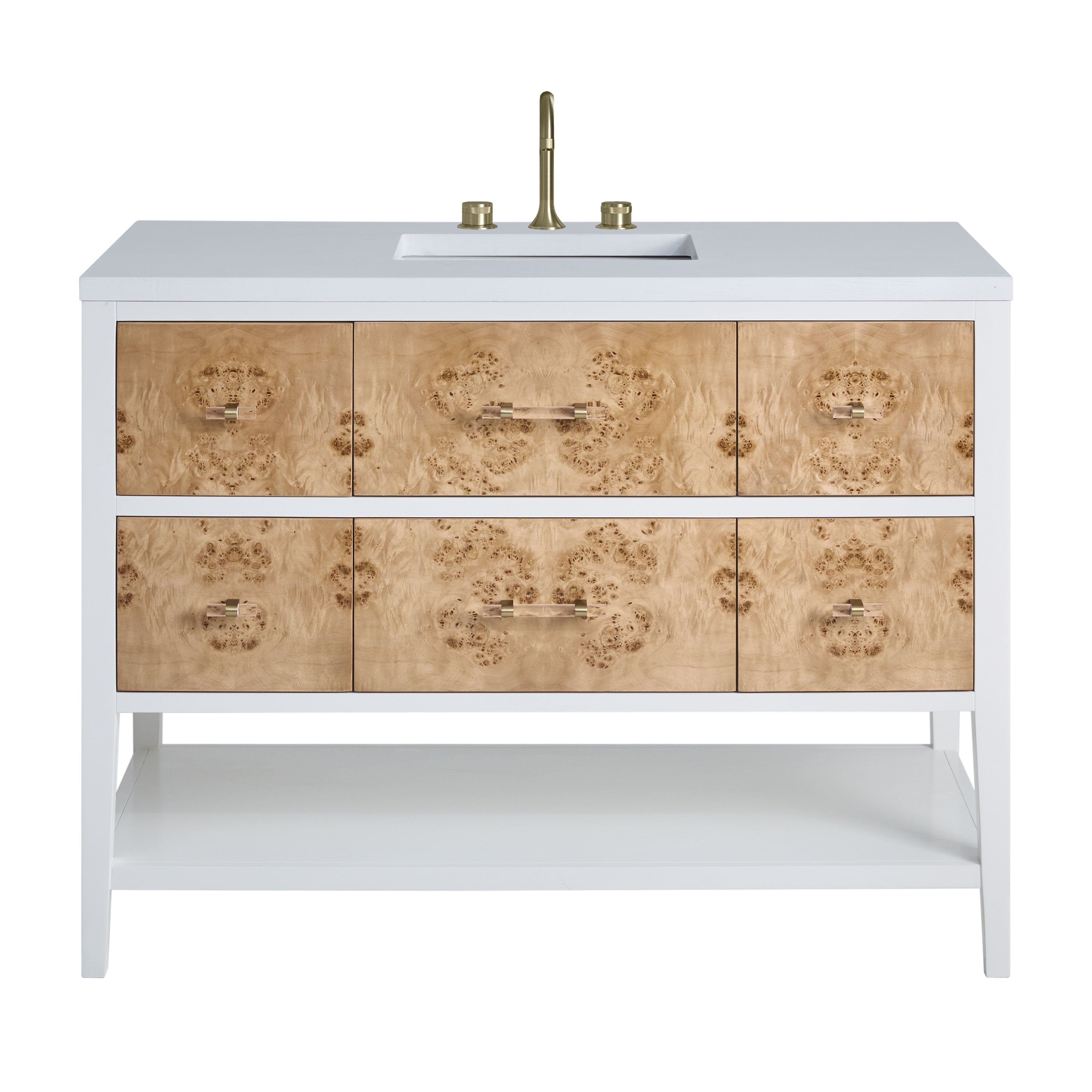 James Martin Olena 48" Single Vanity Set - Light Mappa Burl and Polished White by James Martin Vanities