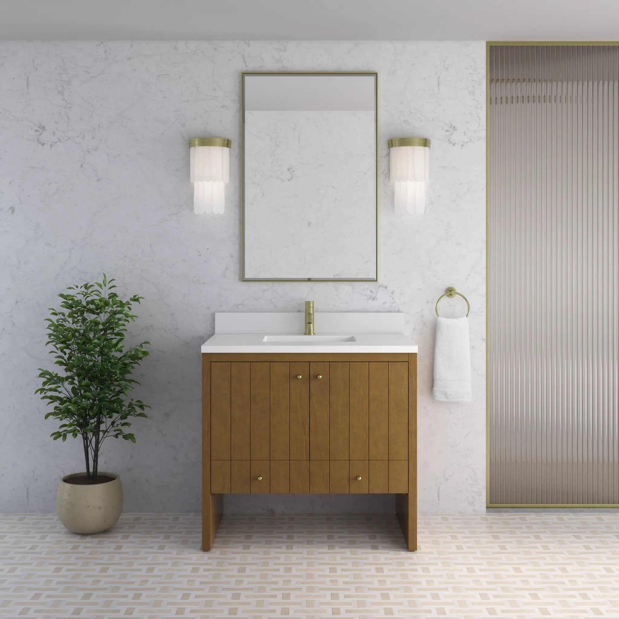 honey oak vanity