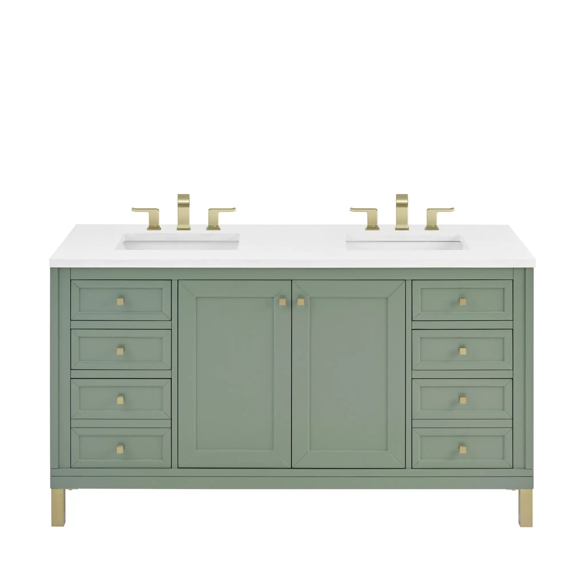 James Martin Chicago 60" Double Vanity Set - Smokey Celadon by James Martin Vanities