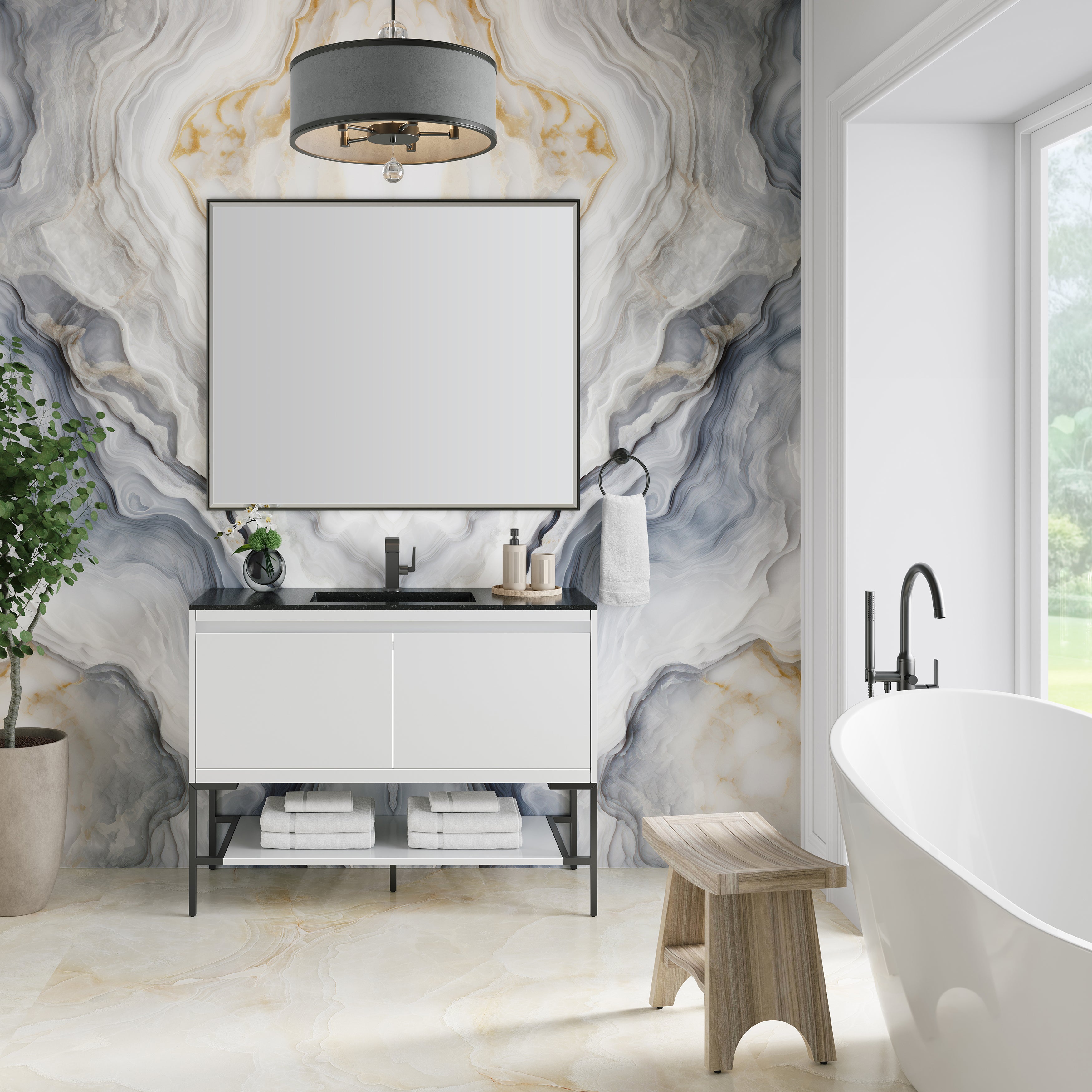 charcoal black composite stone top vanity