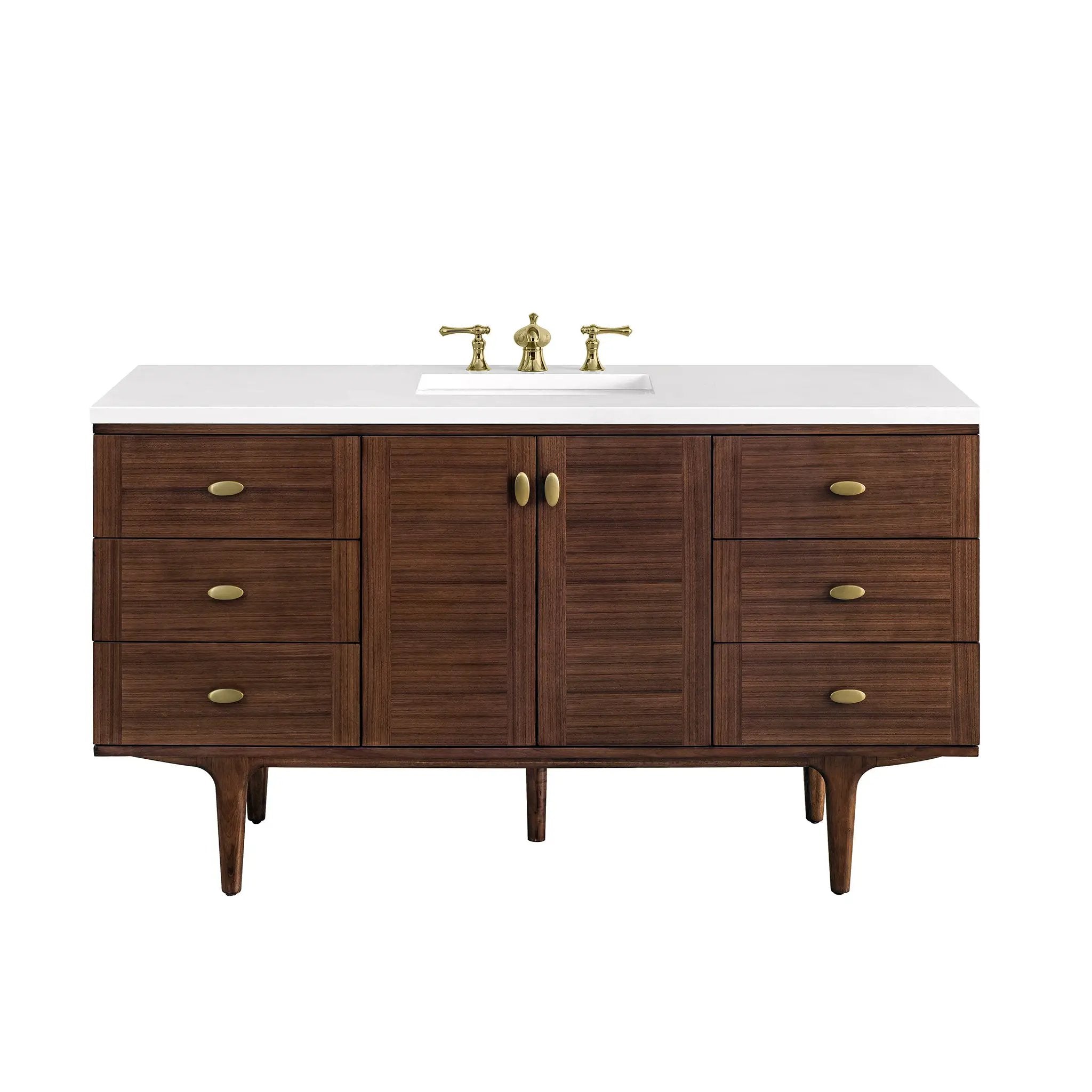 James Martin Amberly 60" Single Vanity Set - Mid-Century Walnut by James Martin Vanities