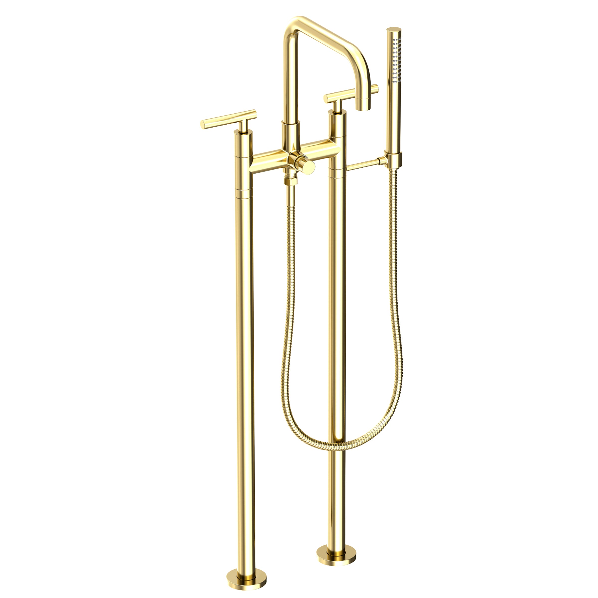 Newport Brass East Square Exposed Tub & Hand Shower Set w/Risers