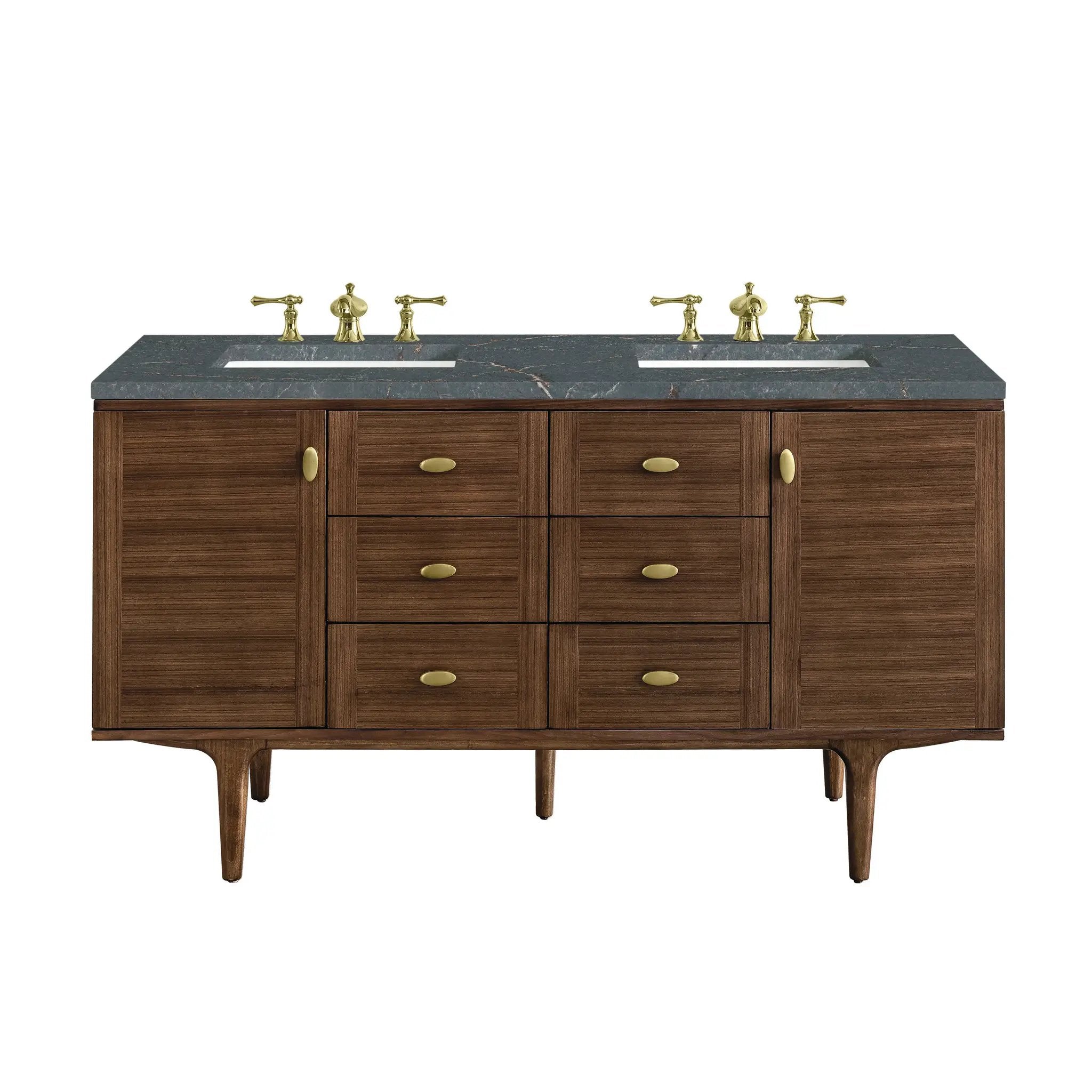James Martin Amberly 60" Double Vanity Set - Mid-Century Walnut by James Martin Vanities